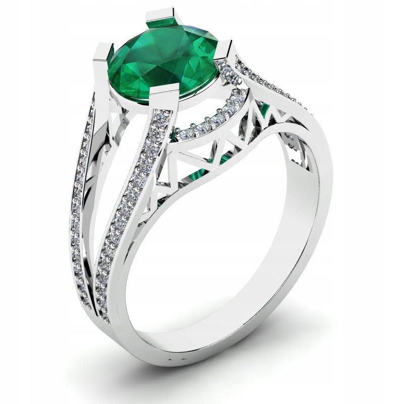 

Pierścionek Z Białego Złota Z Zieloną Cyrkonią