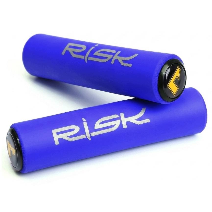 Gripy Risk wciskane 130mm chwyty Mtb Enduro wytrzymała pianka Niebieskie