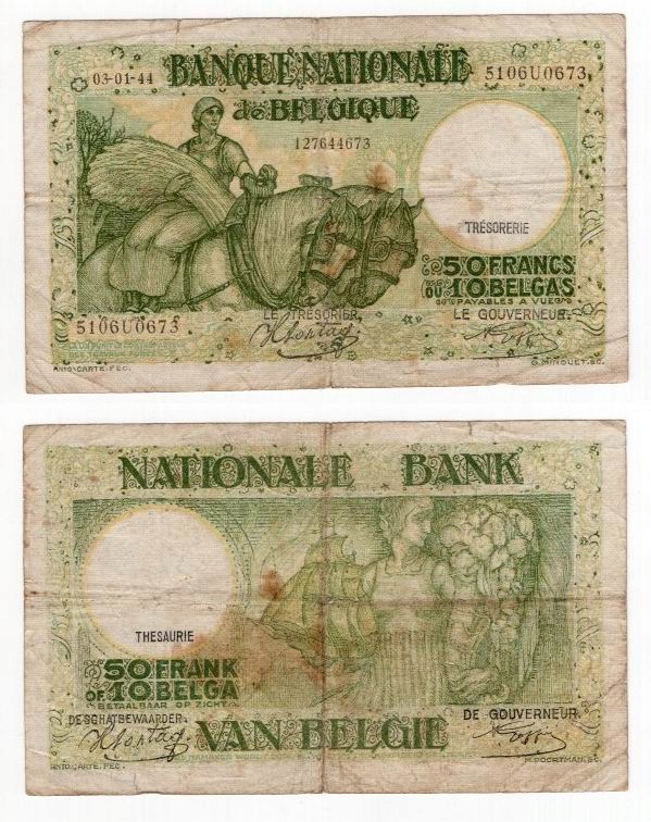 BELGIA 1944 50 FRANCS