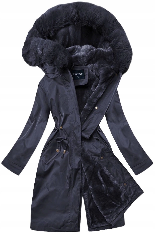 Bunda S Kožešinovou Podšívkou B537 Námořnická Modrá XL (42)