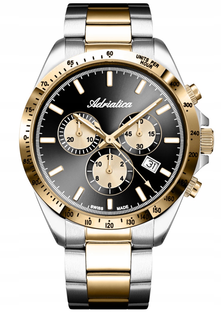 Nový Originální Pánské Hodinky Adriatica A1053.2114CH chronograf bikolor