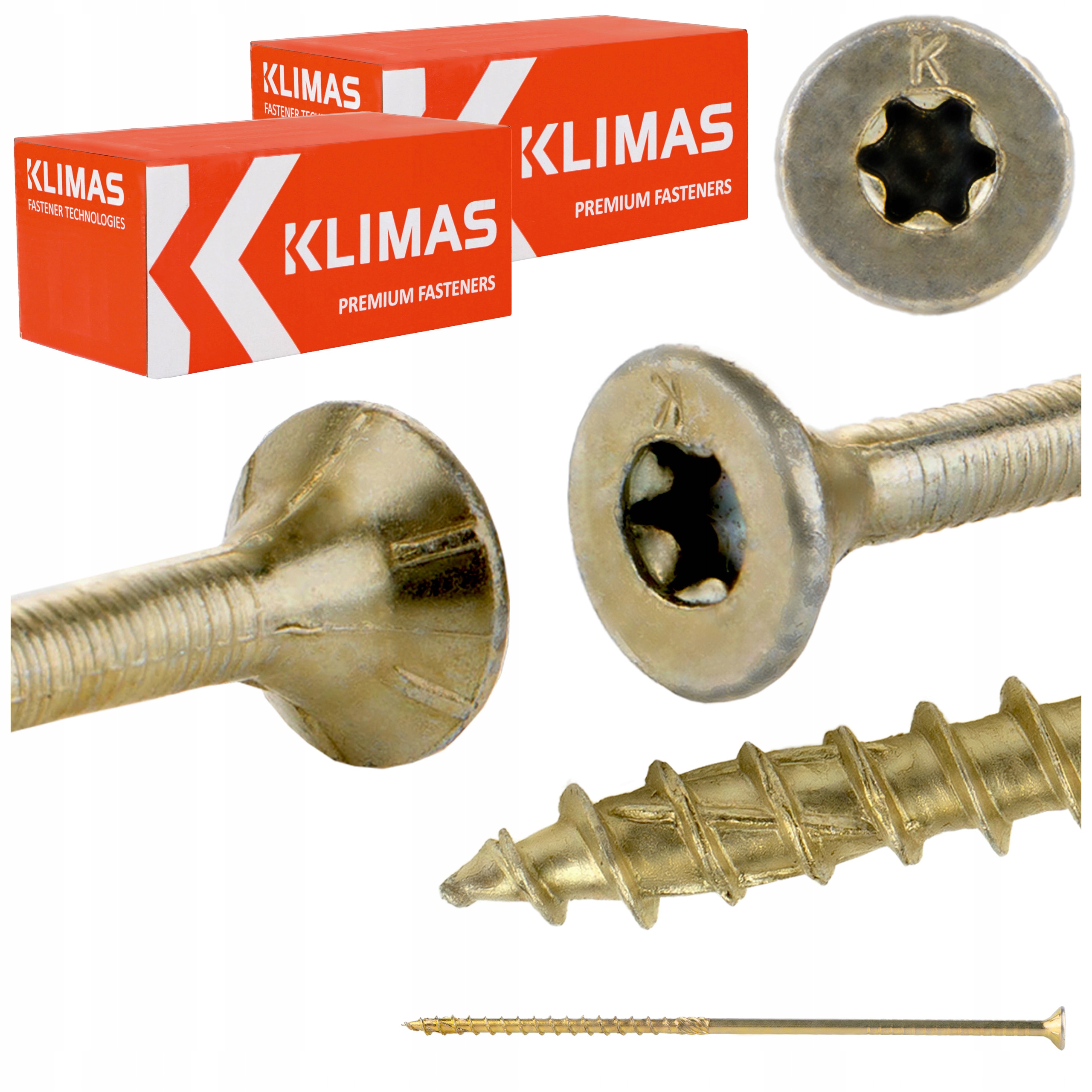 Vruty do dřeva Torx 6x180 mm 200 ks tesařské kuželové Klimas Wkcs