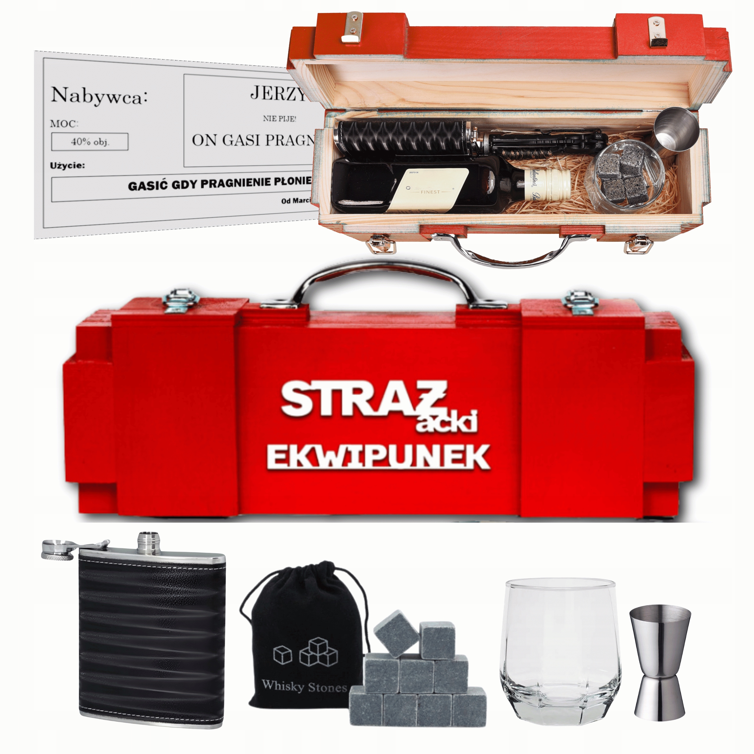 Dárek pro hasiče Personalizovaná krabička s gravírováním 18-99 Kompletní Sada