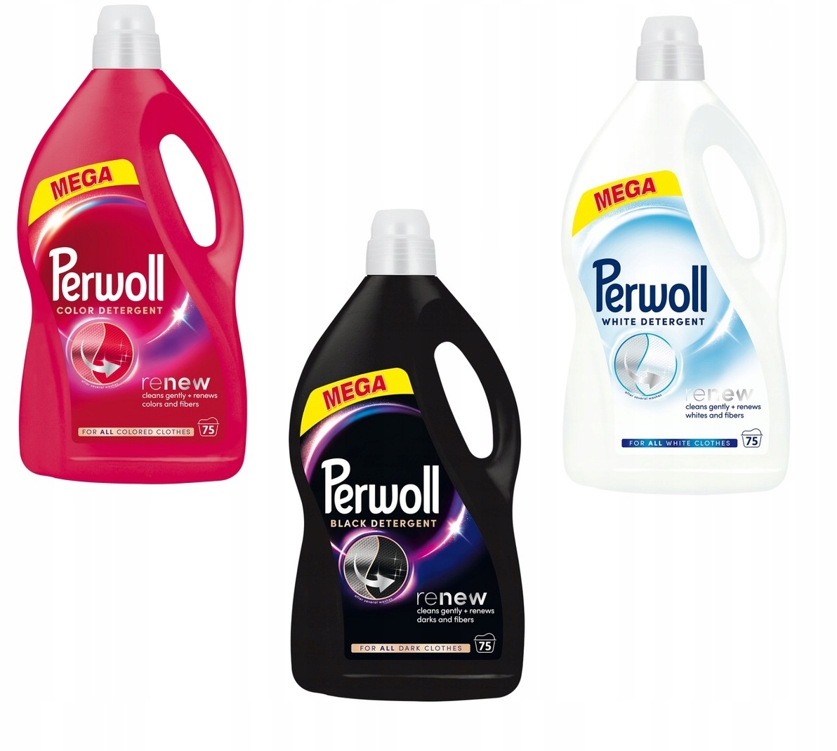 Levně Sada Tekutý prací prostředek bílý Perwoll 3,75l bílé černé barvy