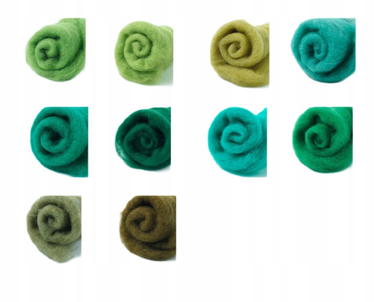 Vlna v blátě Sada Zelená 10 barev x50g