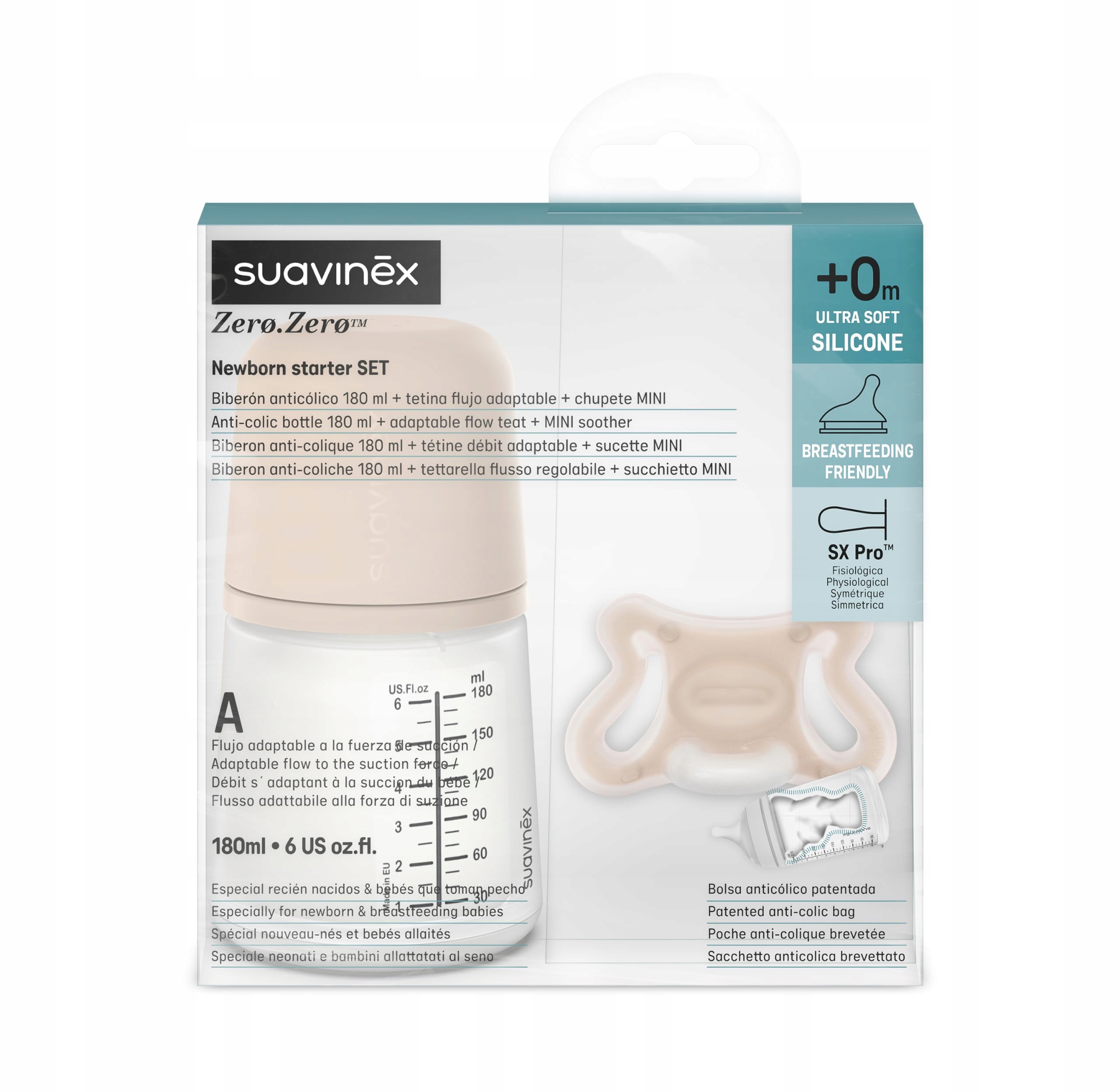 SUAVINEX Butelka Antykolkowa 180ml Smoczek Zero Zero Dla Noworodków — miniatura 2