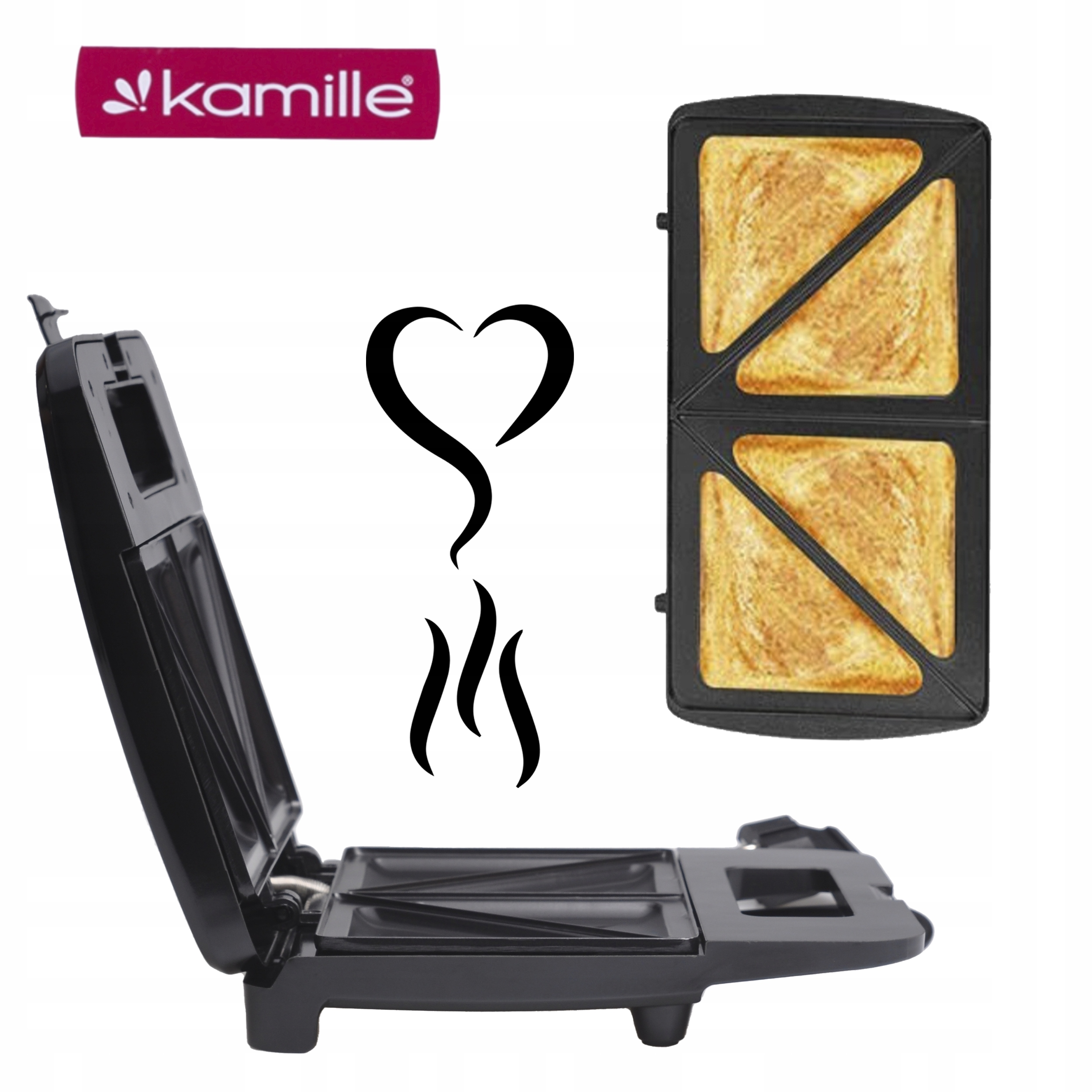 TOSTER OPIEKACZ SKŁADANY DO KANAPEK TOSTÓW SANDWICH KAMILLE