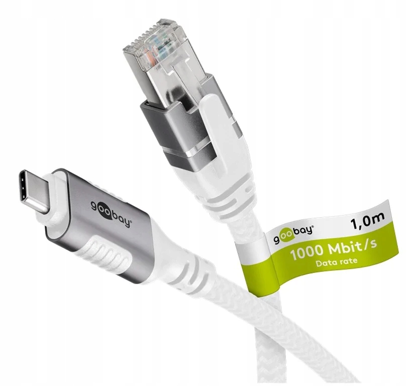 Kabel adapter Ethernet kat.6 FTP USB-C 3.1 (typ A) do RJ45 (8P8C), 2 m