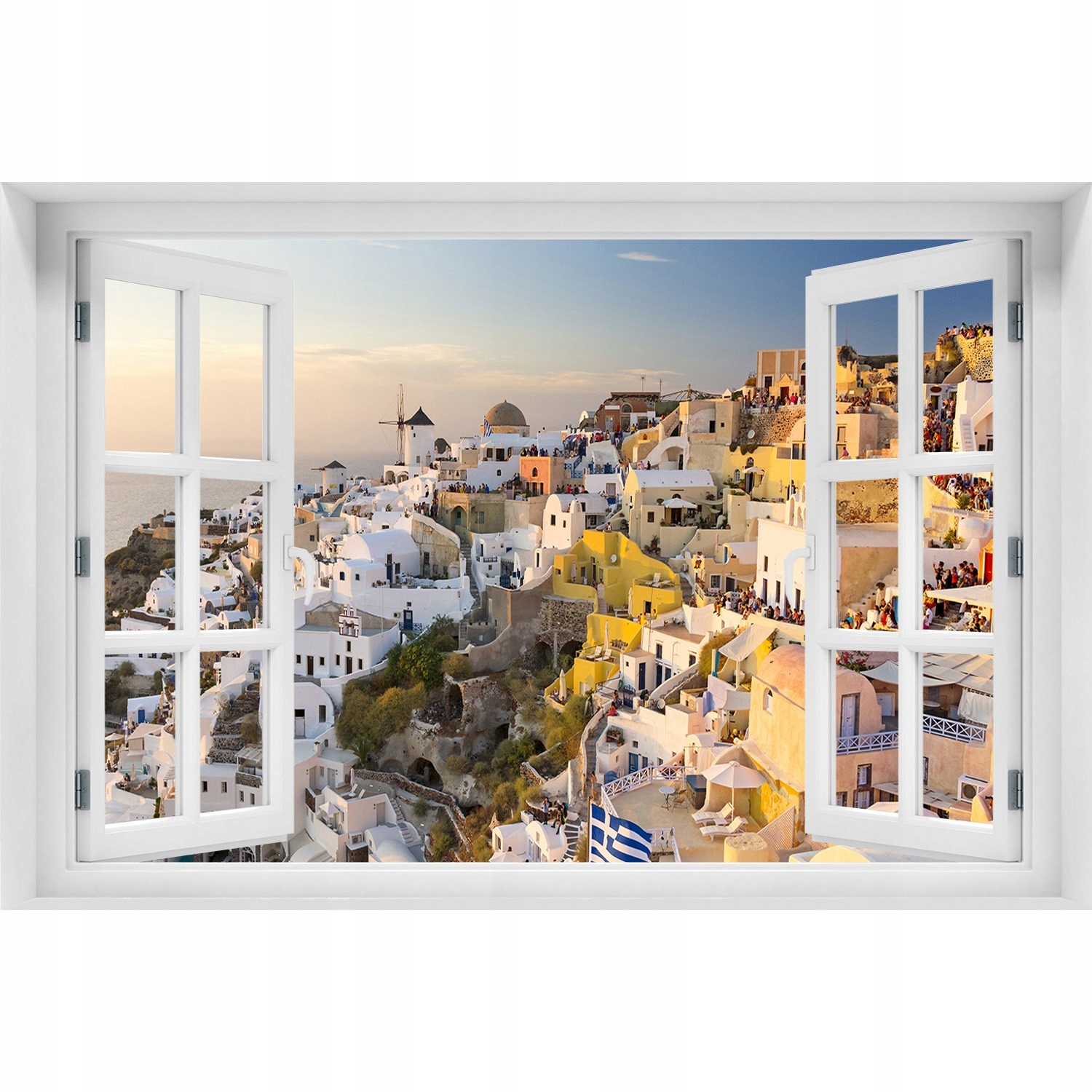 

Naklejka na ścianę 3D Okno widok Santorini Grecja