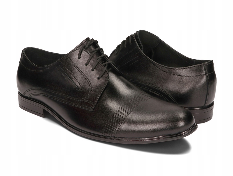 OBUWIE MĘSKIE WIZYTOWE PÓŁBUTY 144/BK CZARNY 42 Rozmiar 42