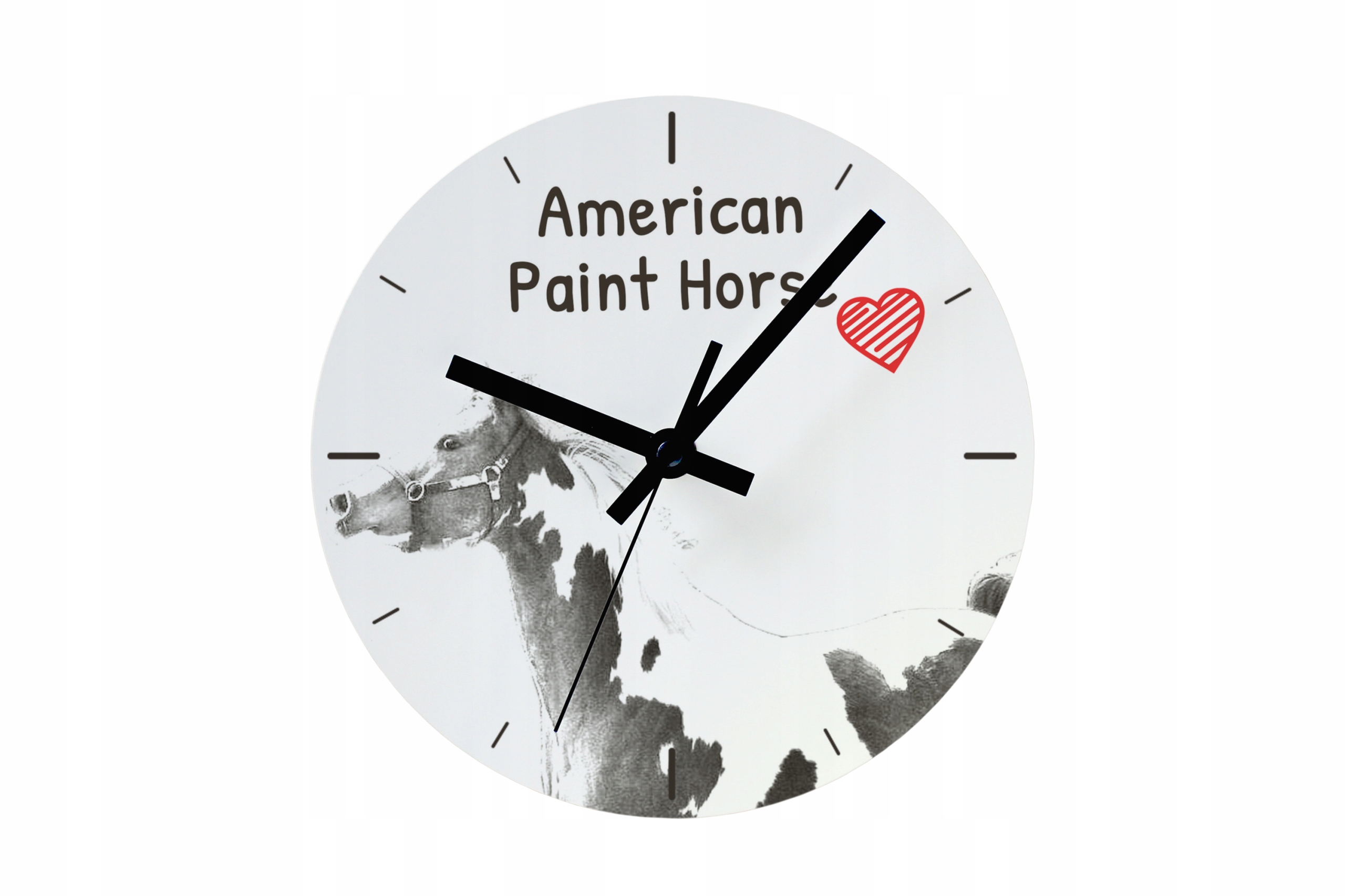 Kůň American Paint hodiny s koněm závěsné a stojící personalizace fotografií