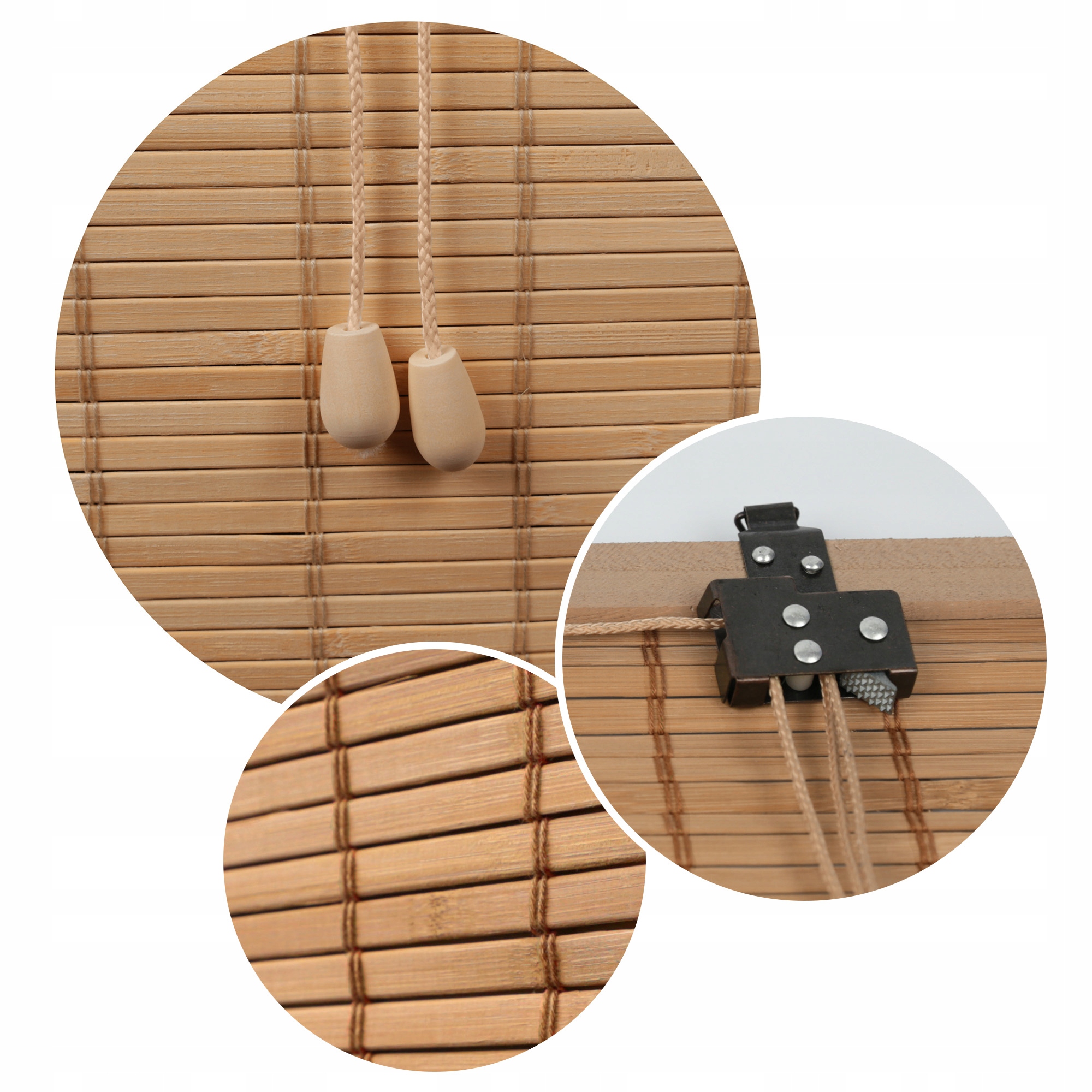 ROLETA BAMBUSOWA ŻALUZJA WEWNĘTRZNA PÓŁZACIEMNIAJĄCA NATURALNY 150x220 cm Kolor beżowy