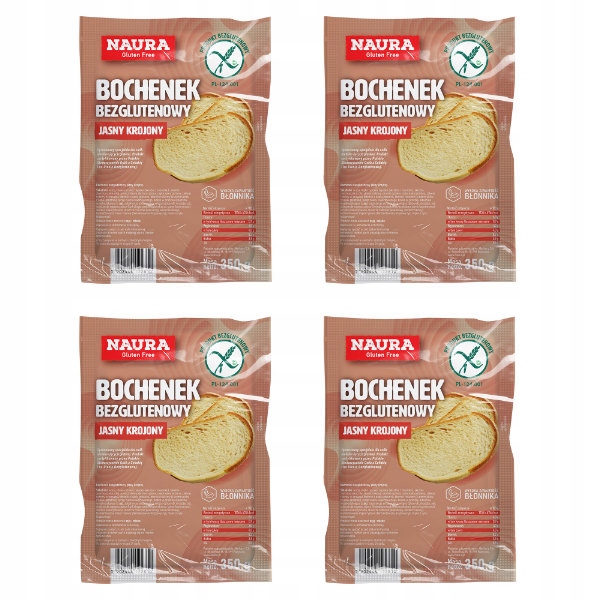 Levně Naura 4x bezlepkový bochník, světle krájený, 350 g
