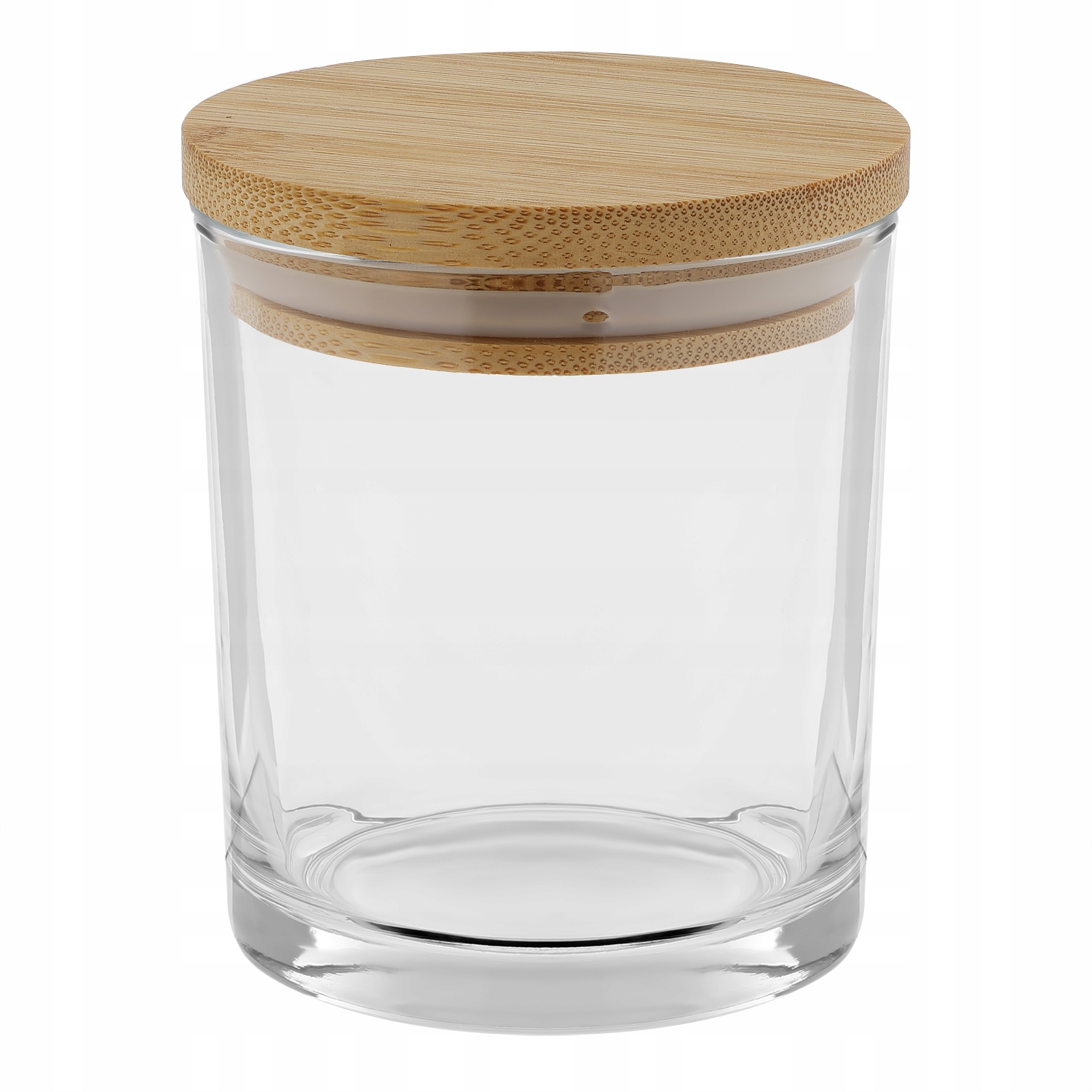 Sklenička na svíčky průhledná 230 ml s bambusovým víčkem – 90 kusů