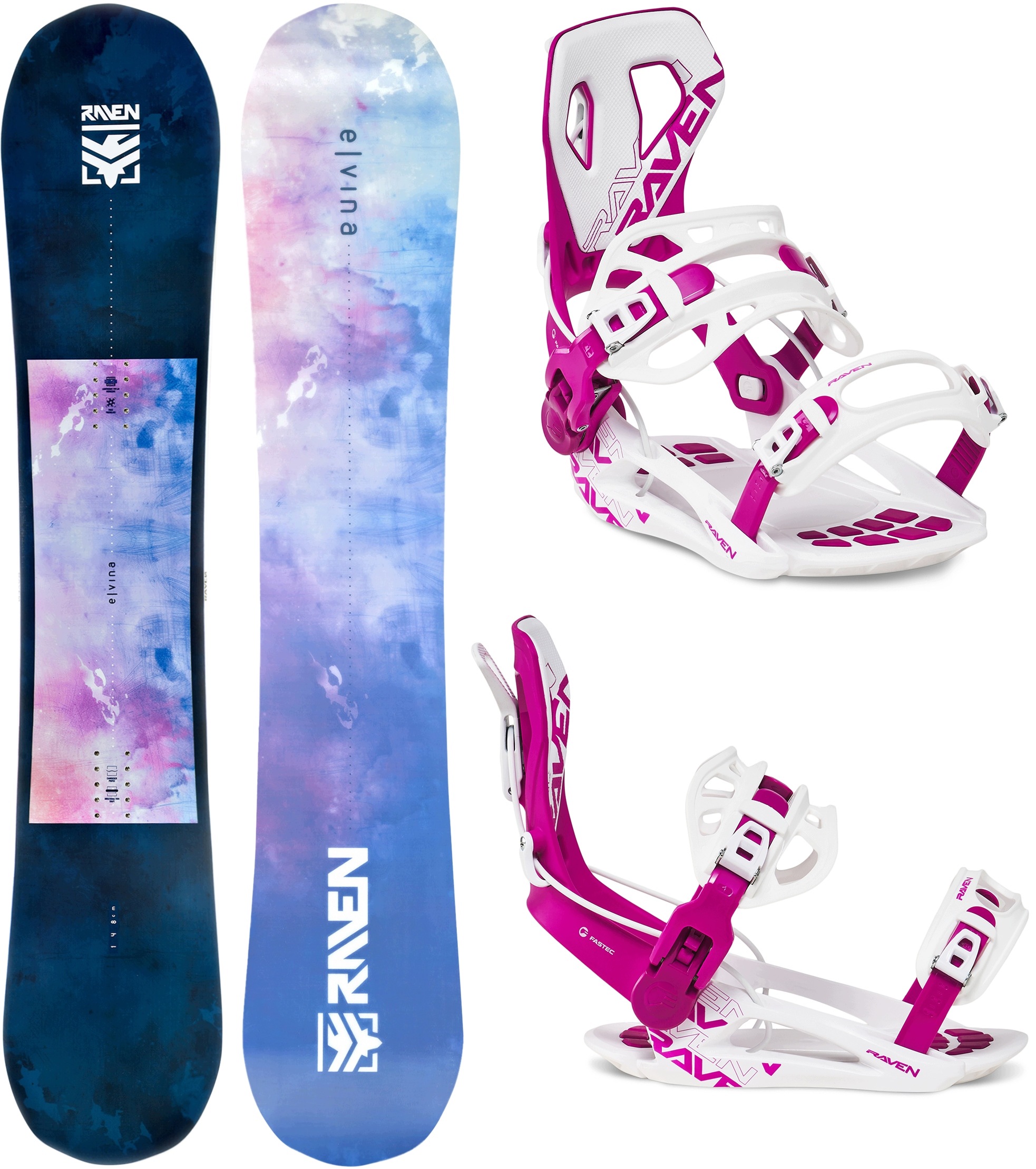 Snowboard Raven Elvina 147cm Wiązania Raven FT360 White/Fuchsia M