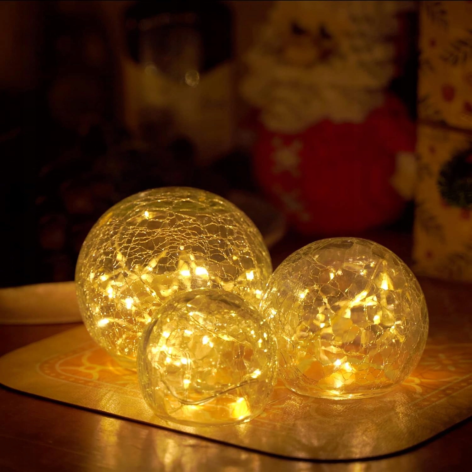 LIGHTS4FUN Zestaw Szklanych Kul Lampki LED 3 SZT — miniatura 7