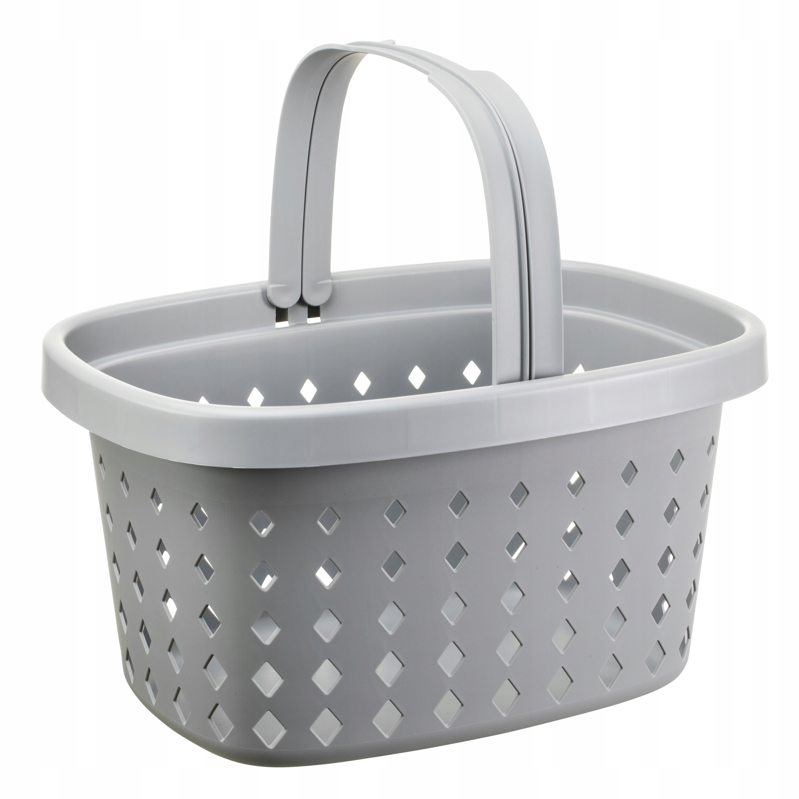 KOSZ NA ZAKUPY Z RĄCZKĄ SZARY AŻUROWY SOLIDNY 20KG