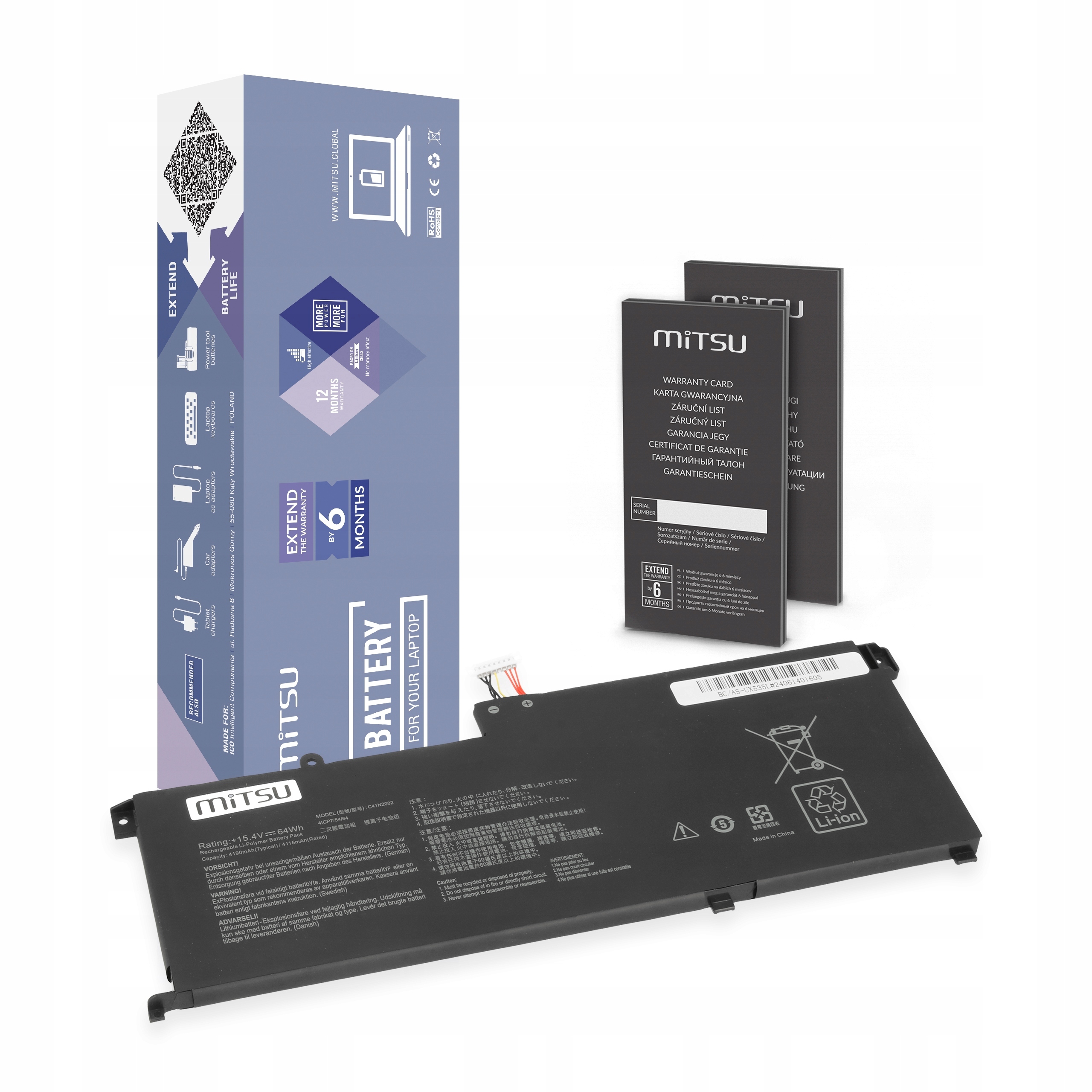 Bateria Mitsu do Asus Zenbook Pro 15 Oled UX535L UX535LH UX535LI