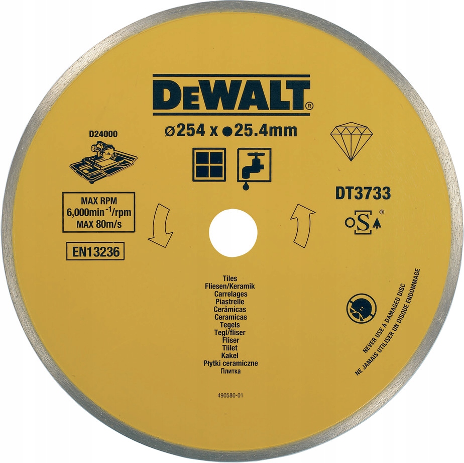 Dewalt Řezný Kotouč Na Keramické Obklady A Dlažby Pro Mokré Řezání 250MM DT3733