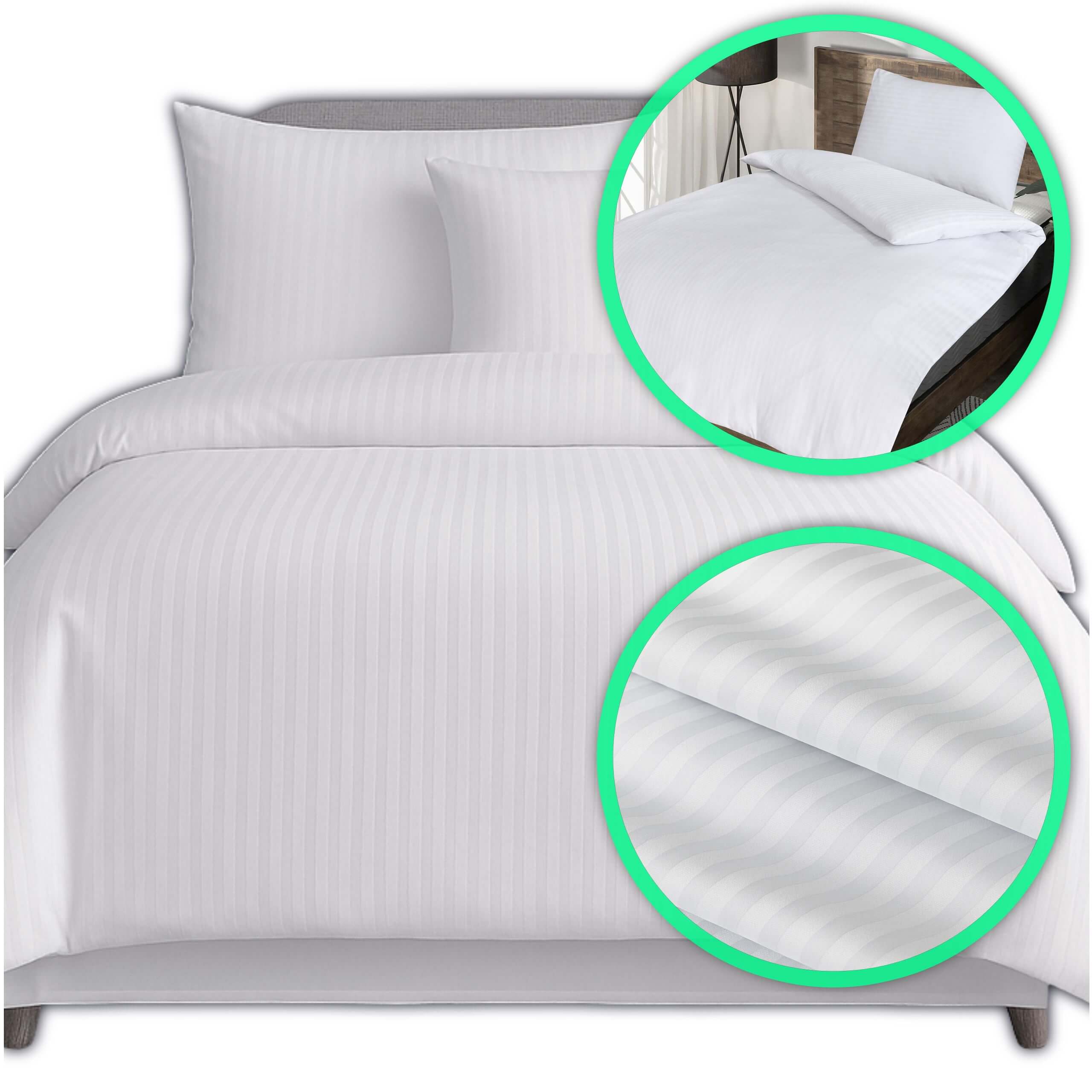 Bílé Hotelové Hotelové Povlečení 160X200 Damašek Bavlna Povlak Na Polštář, Polský Produkt