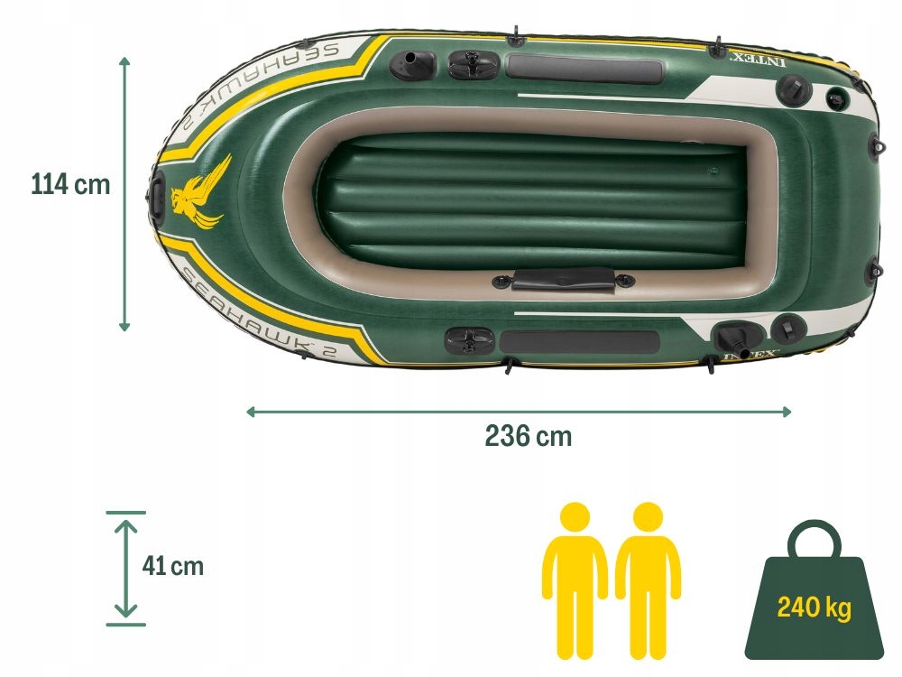 Ponton Seahawk 2os. Intex Pompka + Wiosła 68347 MODEL 2024 Stan opakowania oryginalne