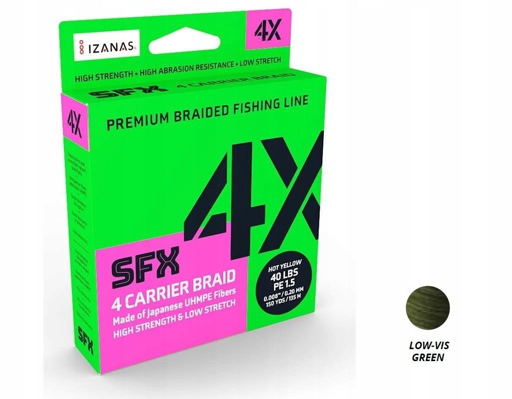 Sufix Sfx 4 Braid 0,185mm 10kg 135m Low-Vis Green