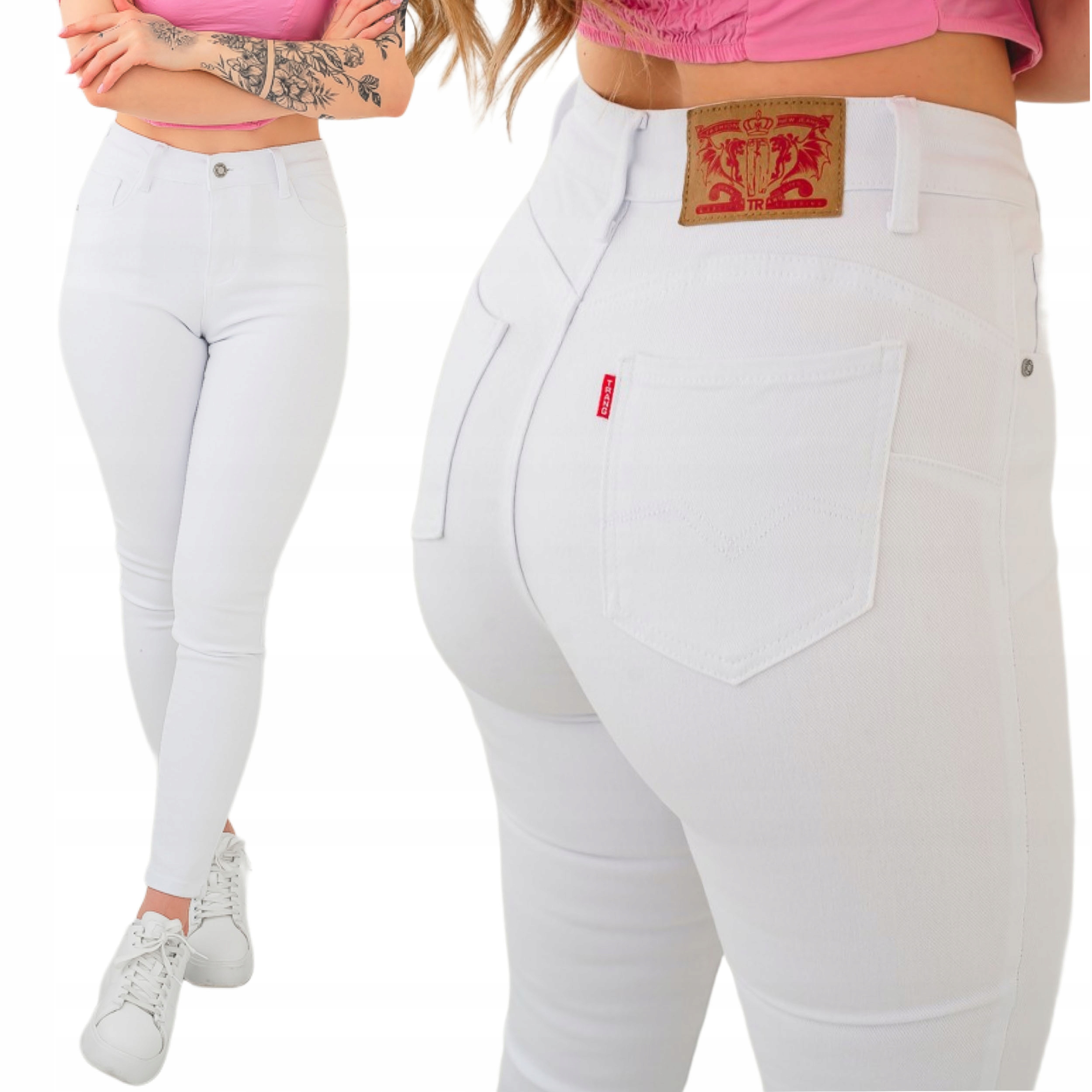 Dámské bílé push up džíny s vysokým pasem, modelující velikost M