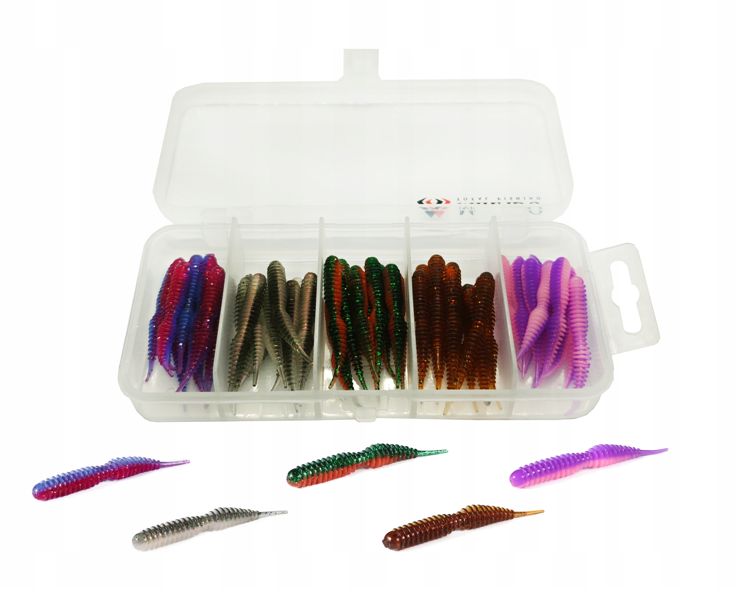 Zestaw Tanta Long pijawka maggot 40mm Okoń Pstrąg 50 sztuk pudełko Mikado