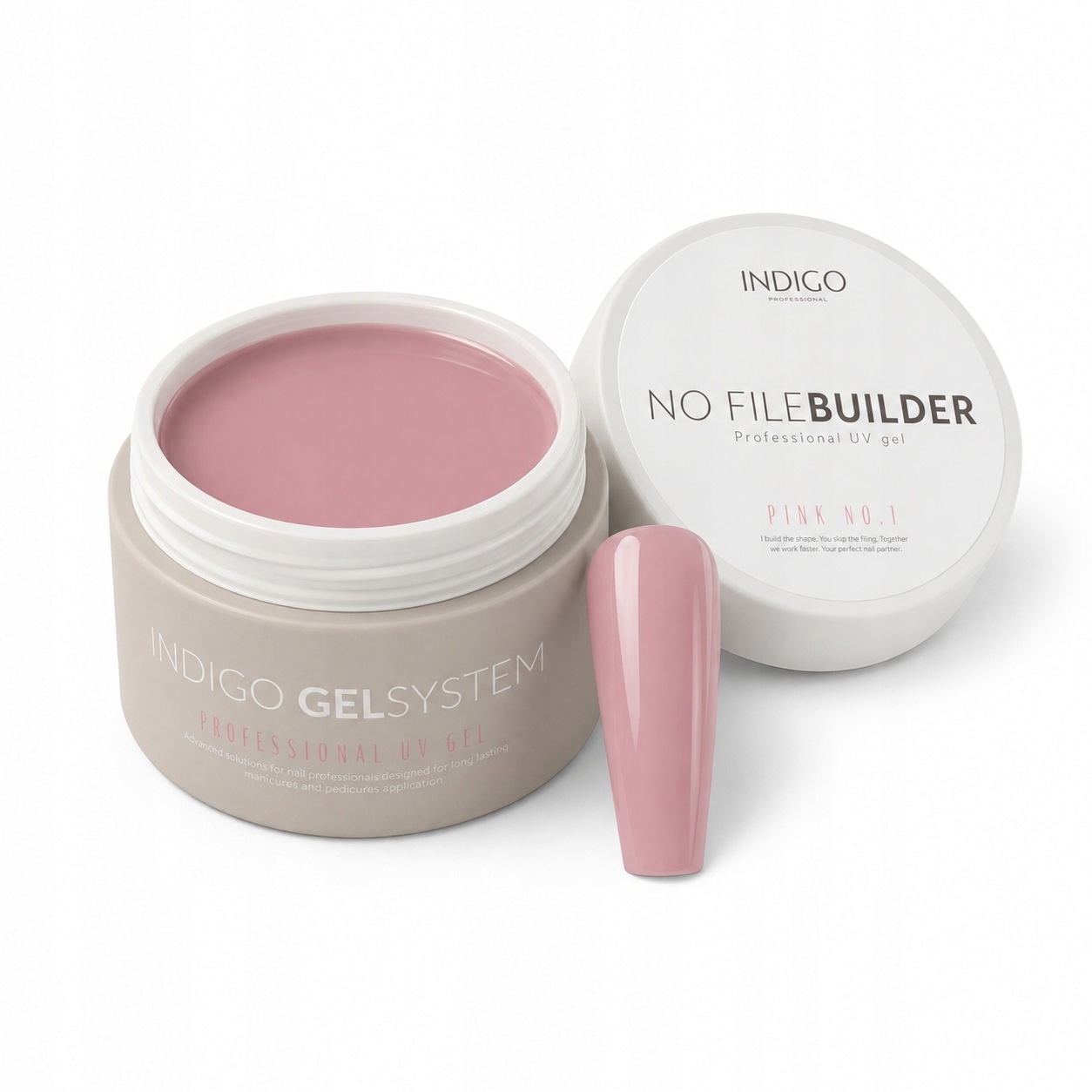 Indigo No File Builder Pink No. 1 żel budujący do przedłużania paznokci 50g