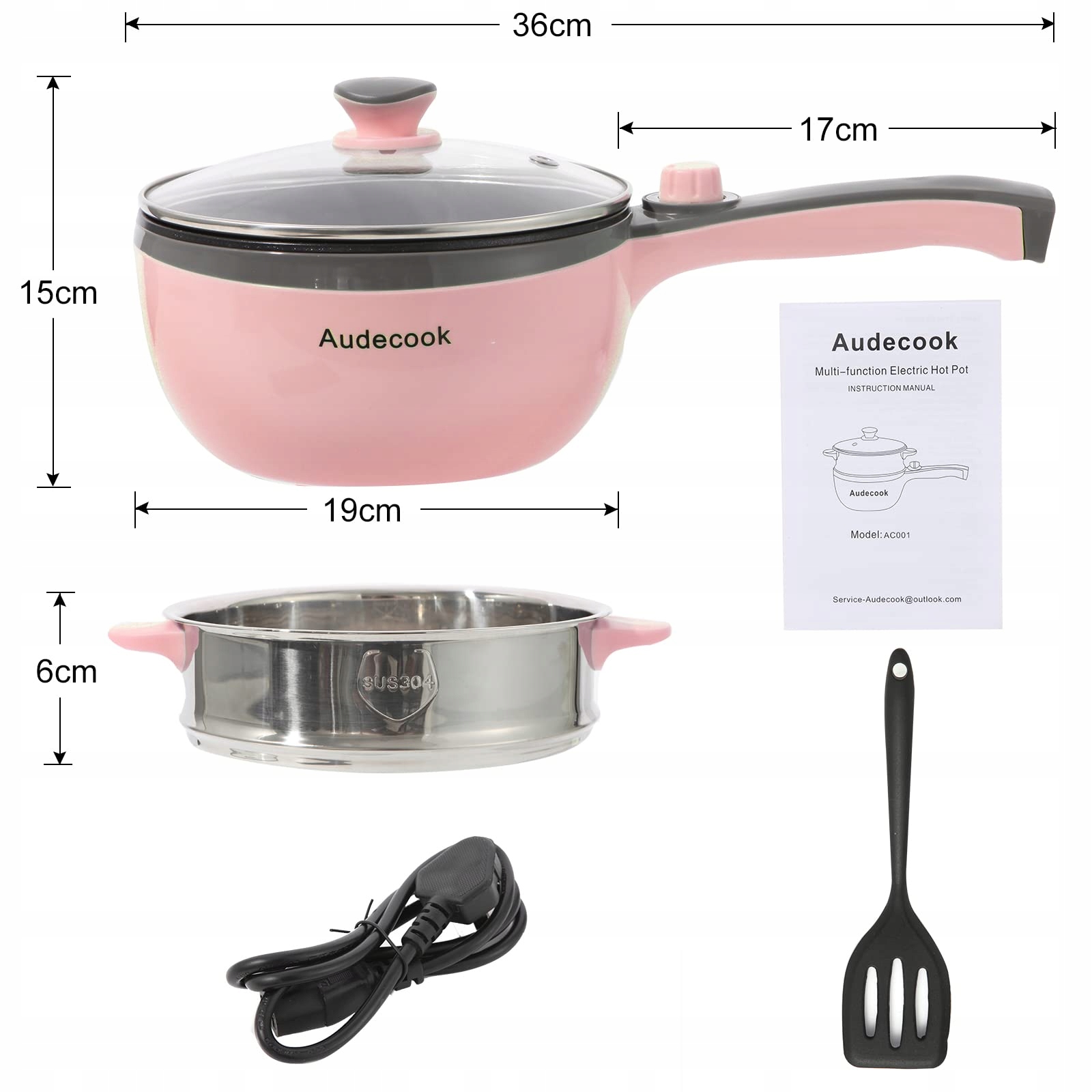 AUDECOOK Elektryczny Garnek 1,5L z Parowarem Antyadhezyjny Multicooker — miniatura 6