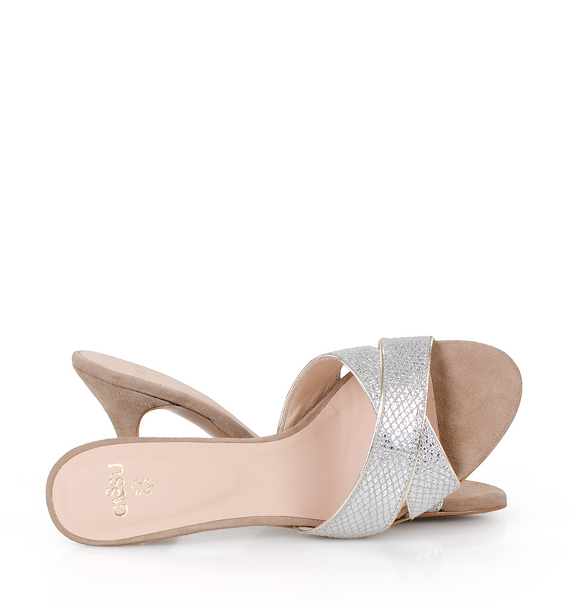 GASSU CHRISTINA klapki srebrne szpilki 42 Rozmiar 42