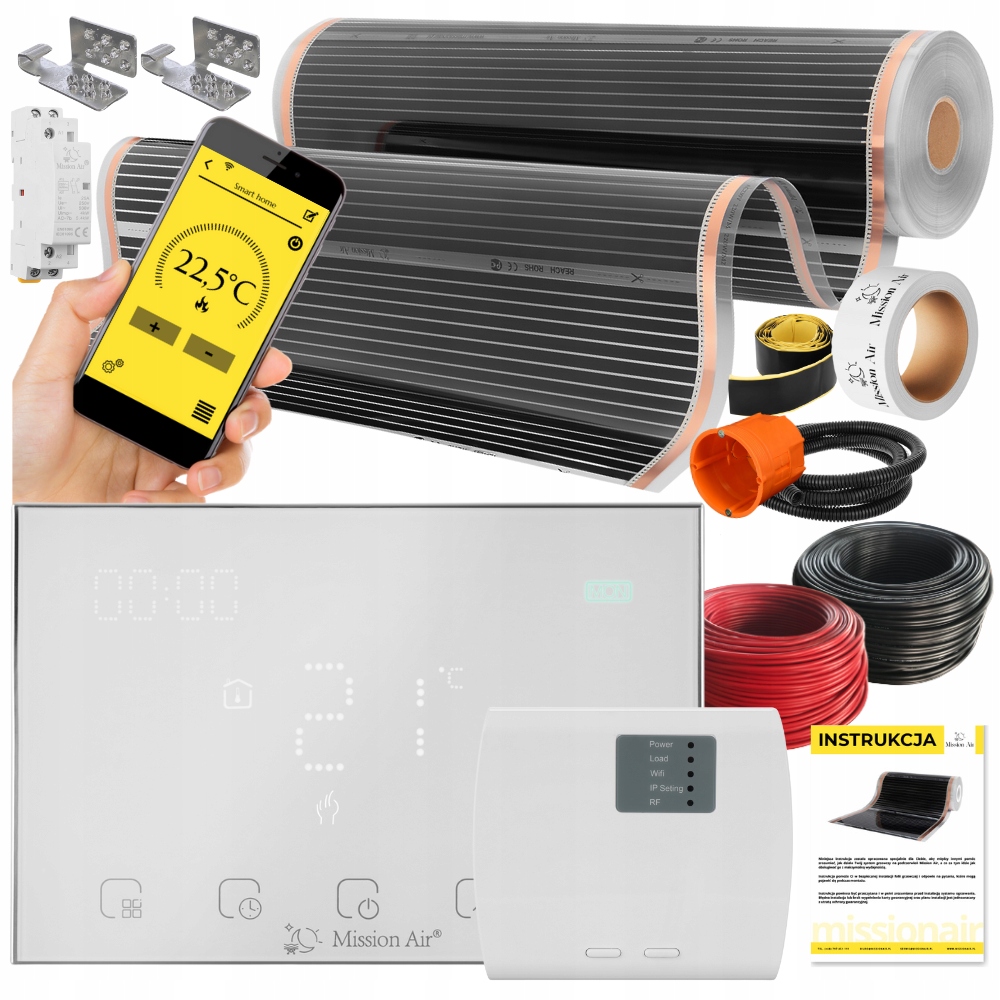 Zestaw Mission Air Folia Mata Grzewcza Podczerwień 100cm I 22m² 160W/m² Ptc