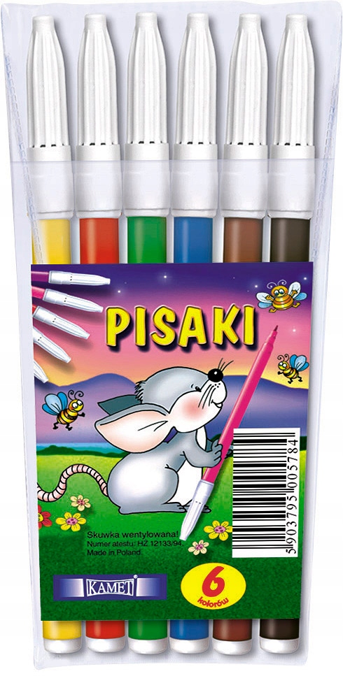 PISAKI FLAMASTRY 6 KOLORÓW KAMET PRODUKT POLSKI Stan opakowania oryginalne