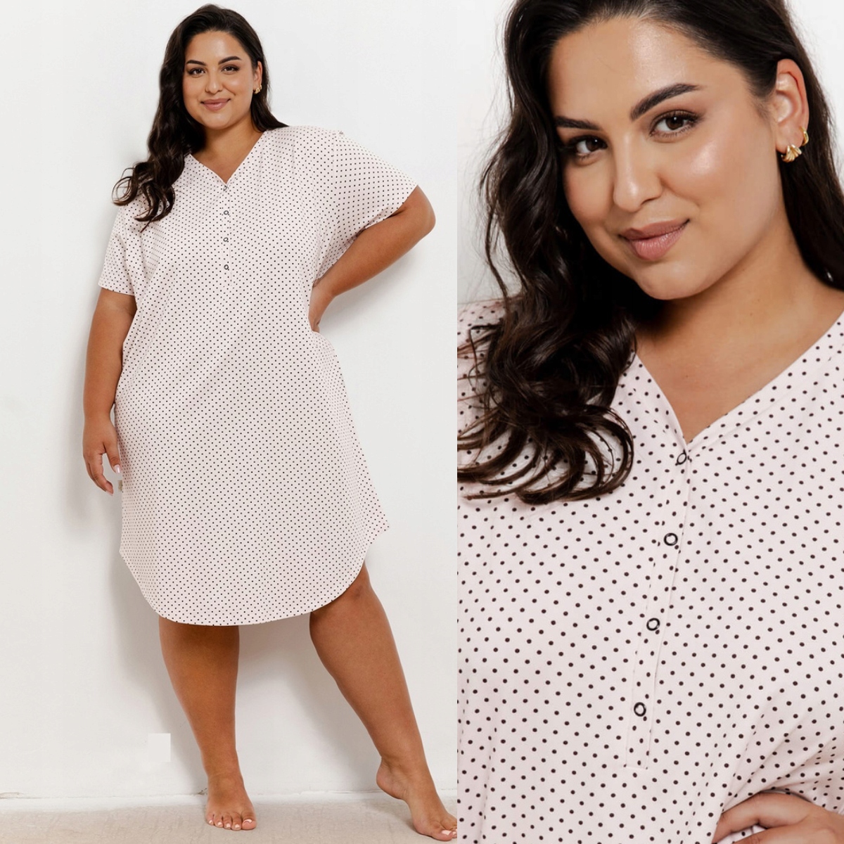 Dámská košile noční s rozepínací bavlnou růžová Meg 3367 XXL