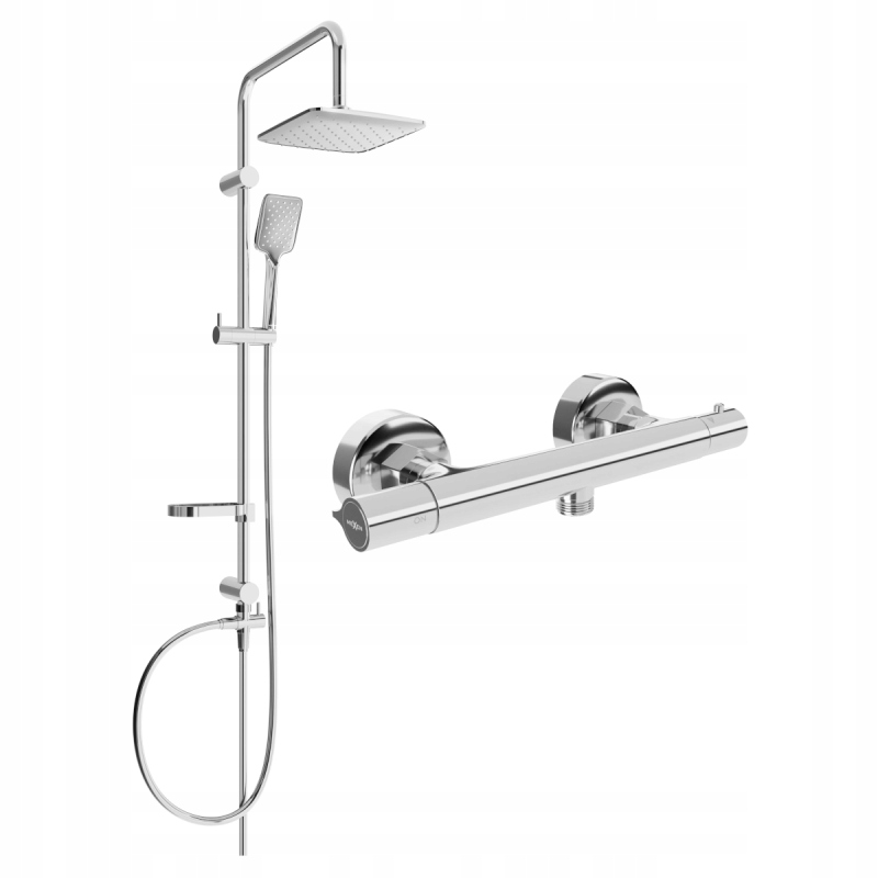 Mexen Sven stenová sprchová súprava s dažďovými tryskami a batériou Slim