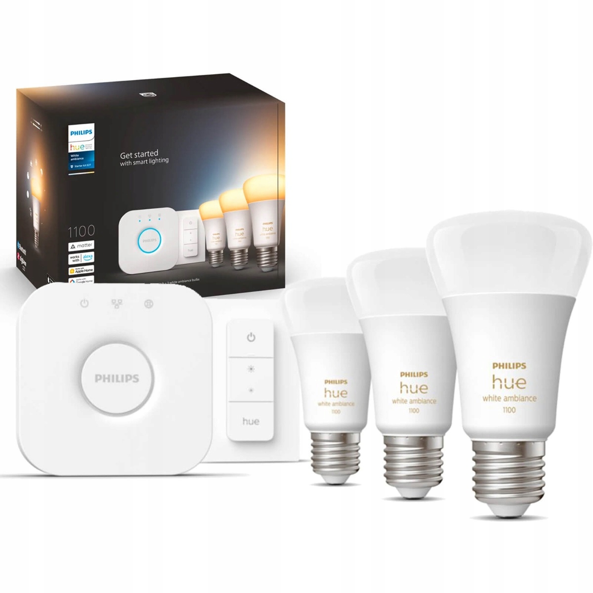 3PAK Led žárovka E27 8W Cct Philips Hue Bluetooth můstek Dimmer Switch