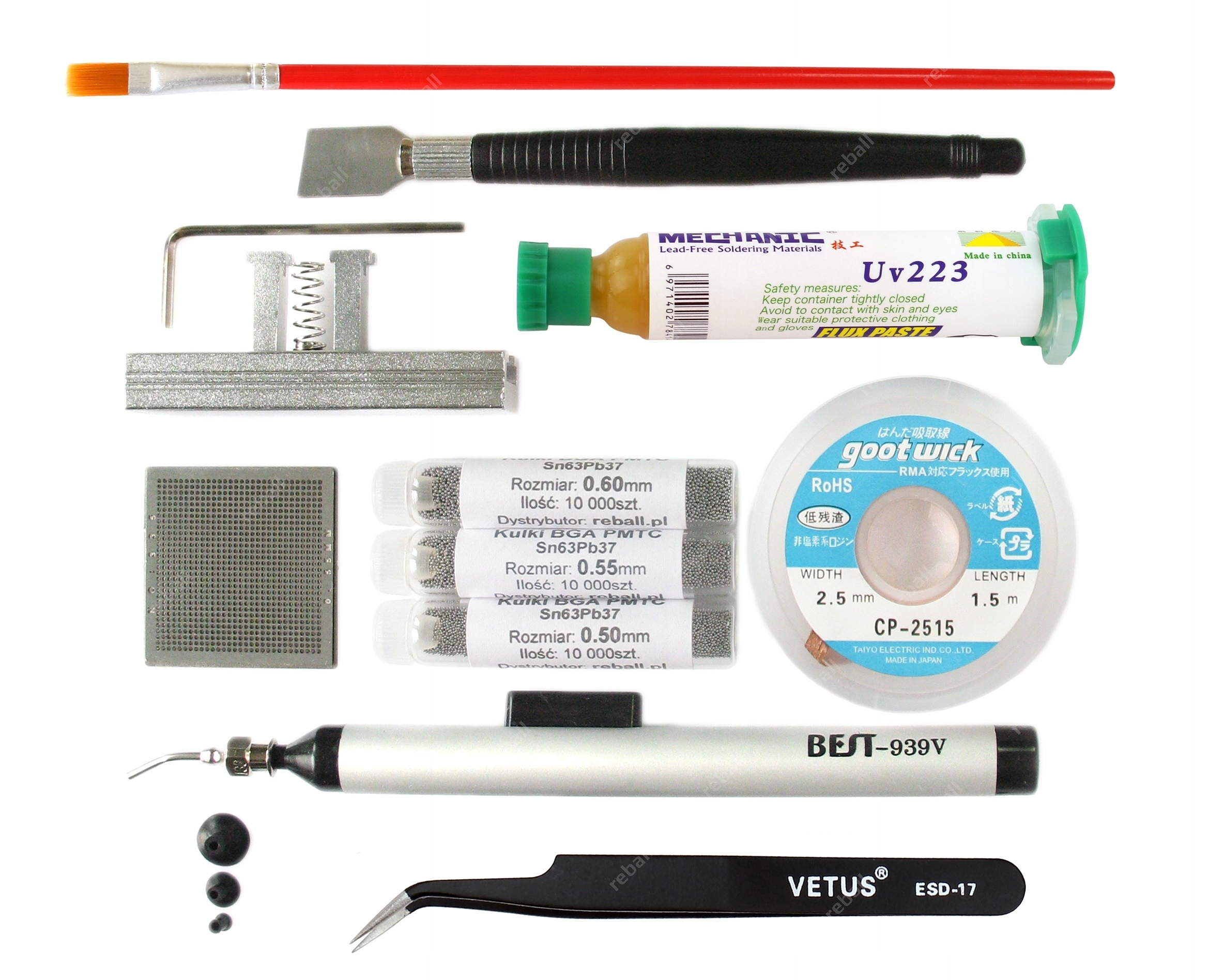 Set Sit Držák Flux Tavidlo 223 Pinzeta Sací Příslušenství Pro Reballing Bga