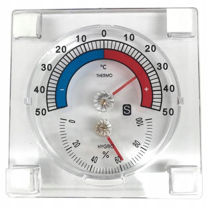 Termometr przyklejany na szybę kwadrat.+higrometr