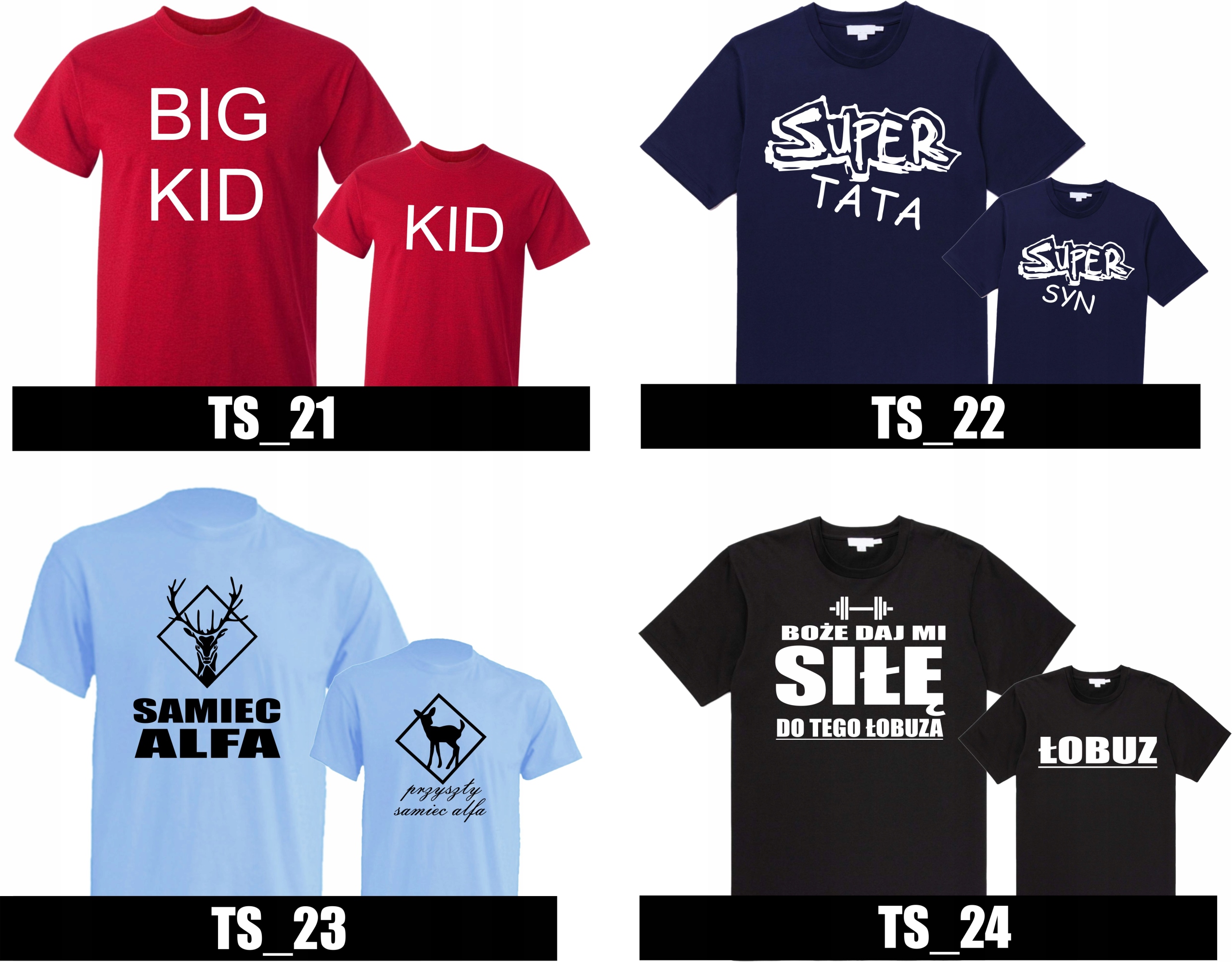 SUPER KOSZULKI DLA TATY I SYNA *KOMPLET* Materiał dominujący bawełna