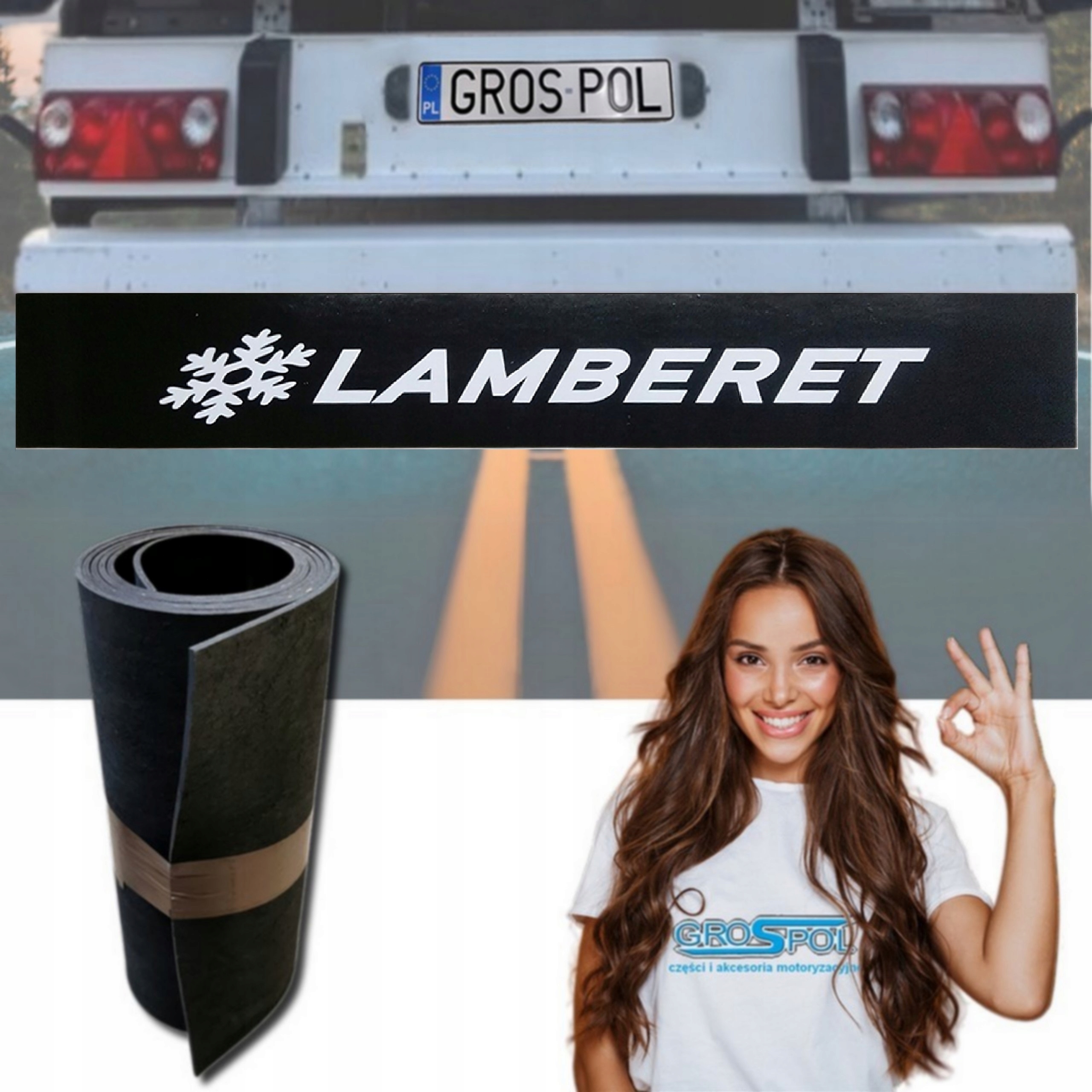 Chlapacz Fartuch Naczepy Przyczepy Nadruk do Lamberet Czarny-Biały 240x35