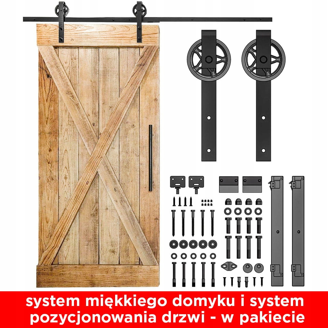 SYSTEM DRZWI PRZESUWNYCH BARN DOOR, LOFT, RETRO 2M