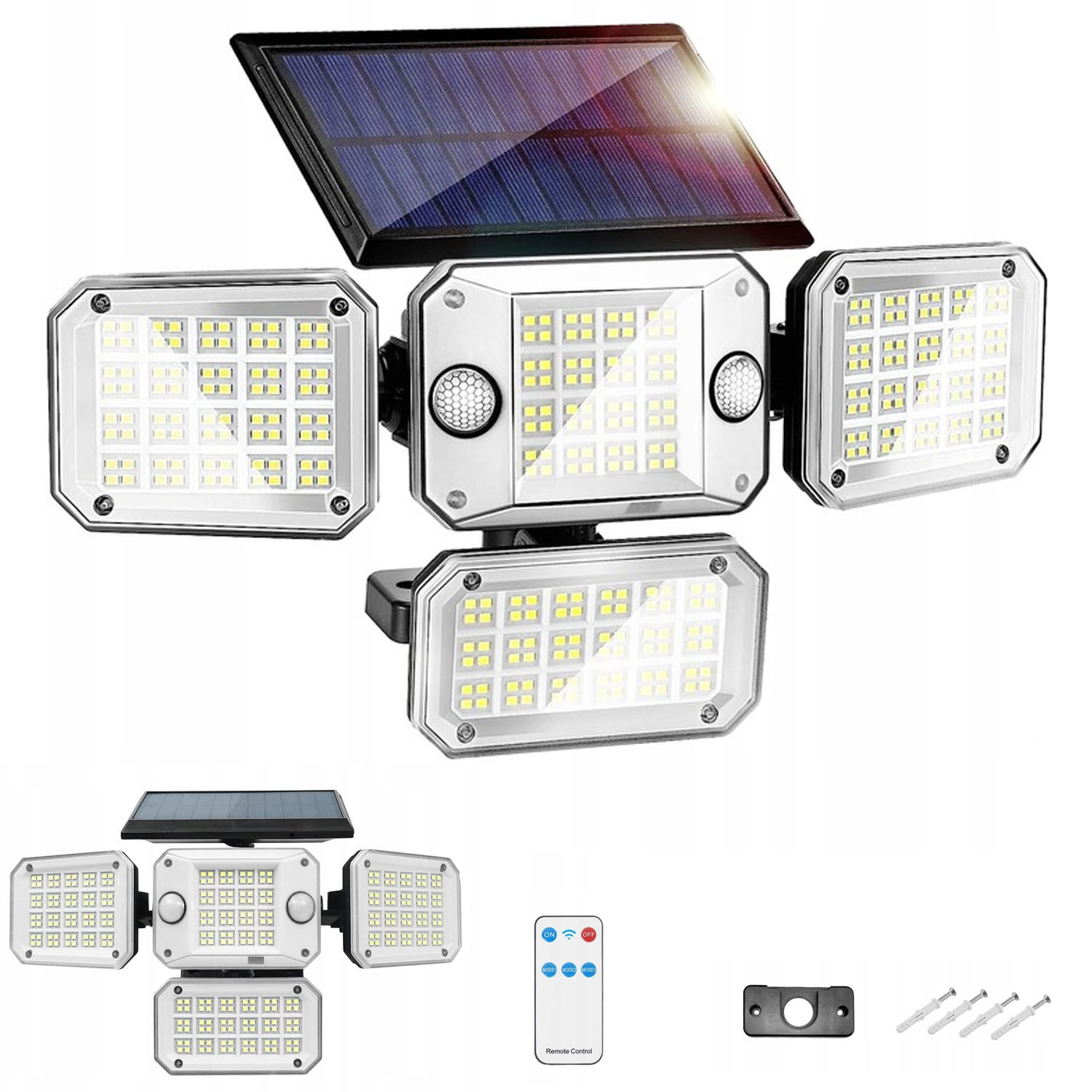 Lampa Solarna Led 4w1 Zewnętrzna Uliczna Czujnik Ruchu Zmierzchu Pilot