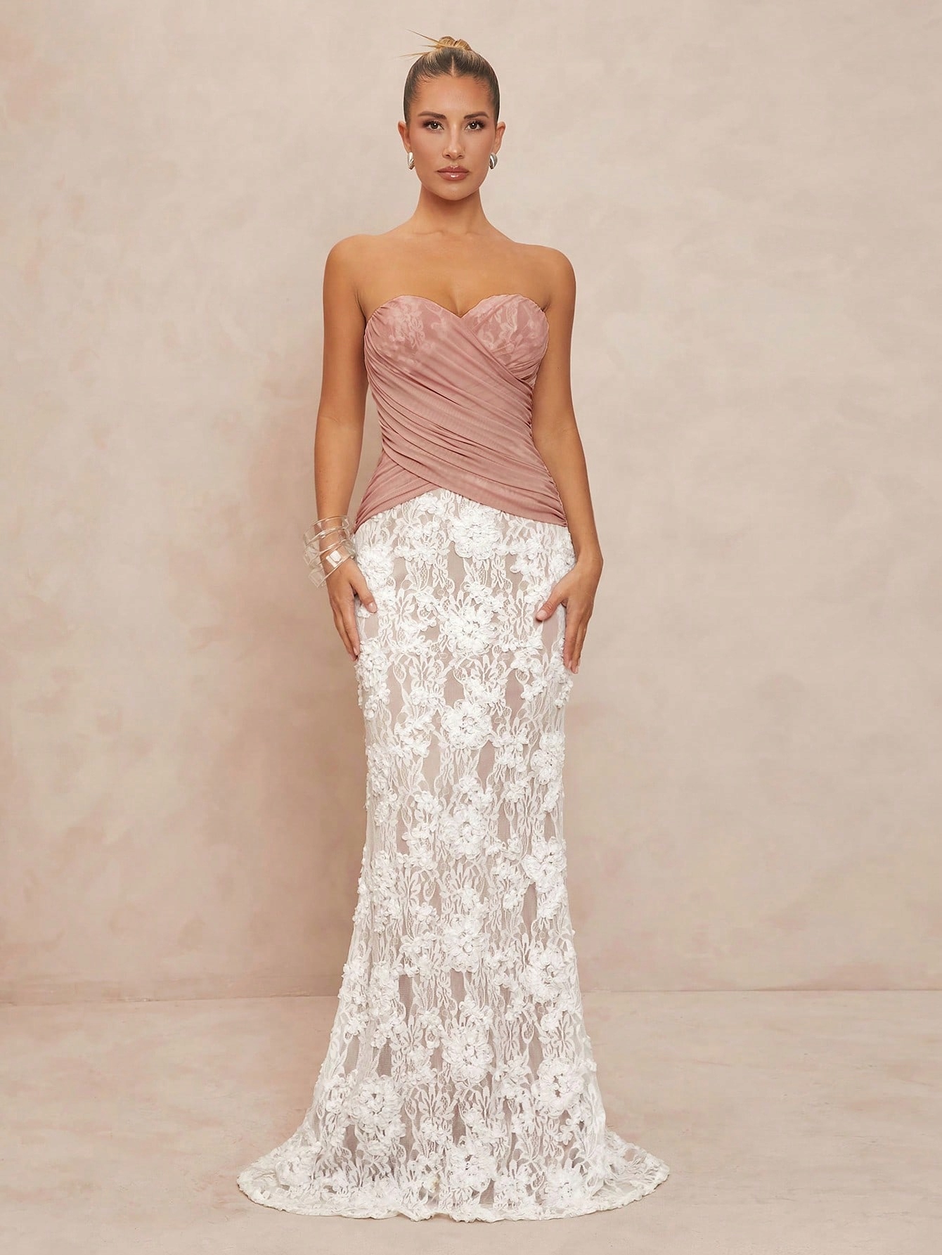 Večerní Krajková Sukně S Odhalenými Rameny Maxi Siréna Shein Xs 34