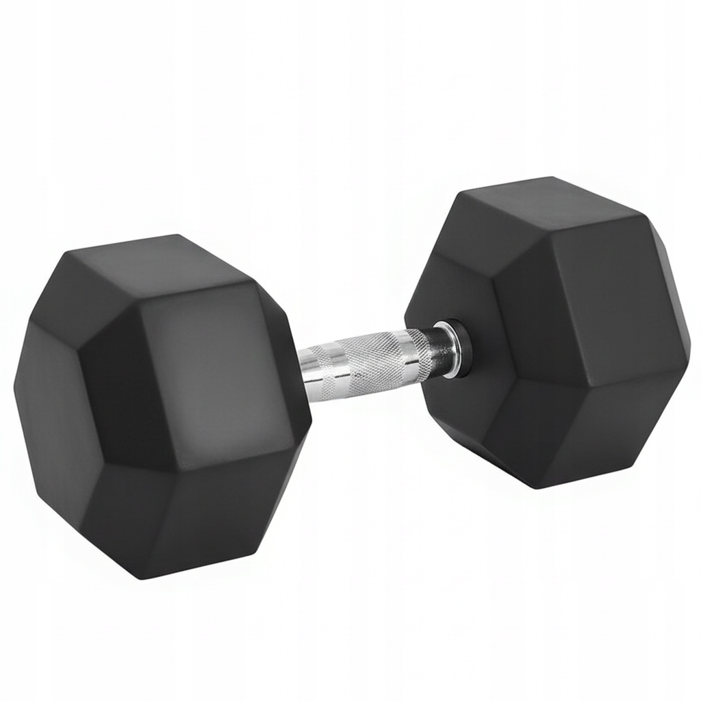 Hantla gumowana do ćwiczeń 20 kg hantel stalowy hexagonalny do treningu hex