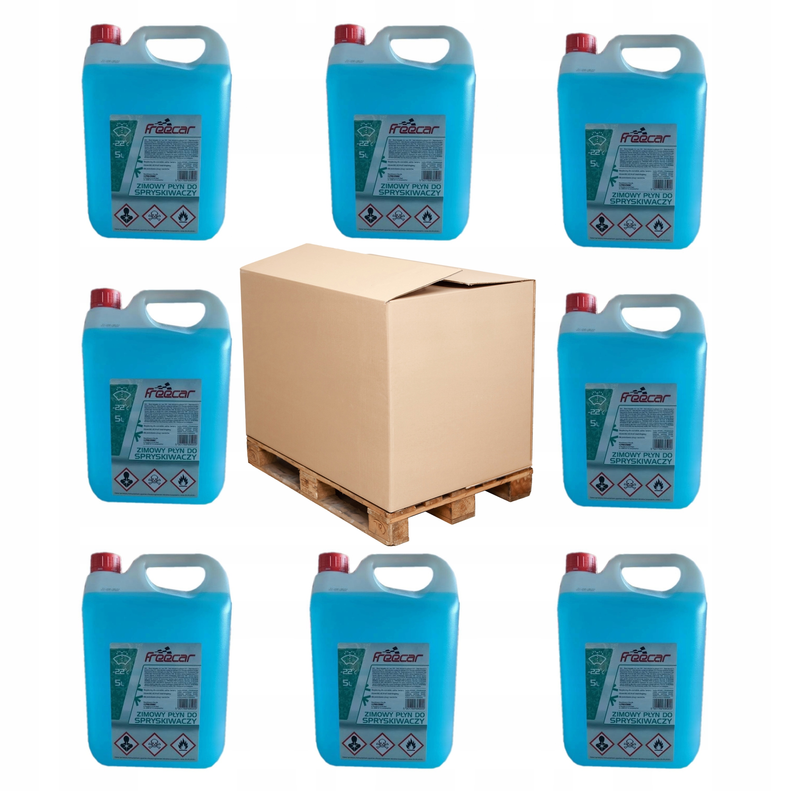 Płyn zimowy do spryskiwaczy FREECAR -22C 5L * 120 SZTUK CAŁA PALETA METANOL