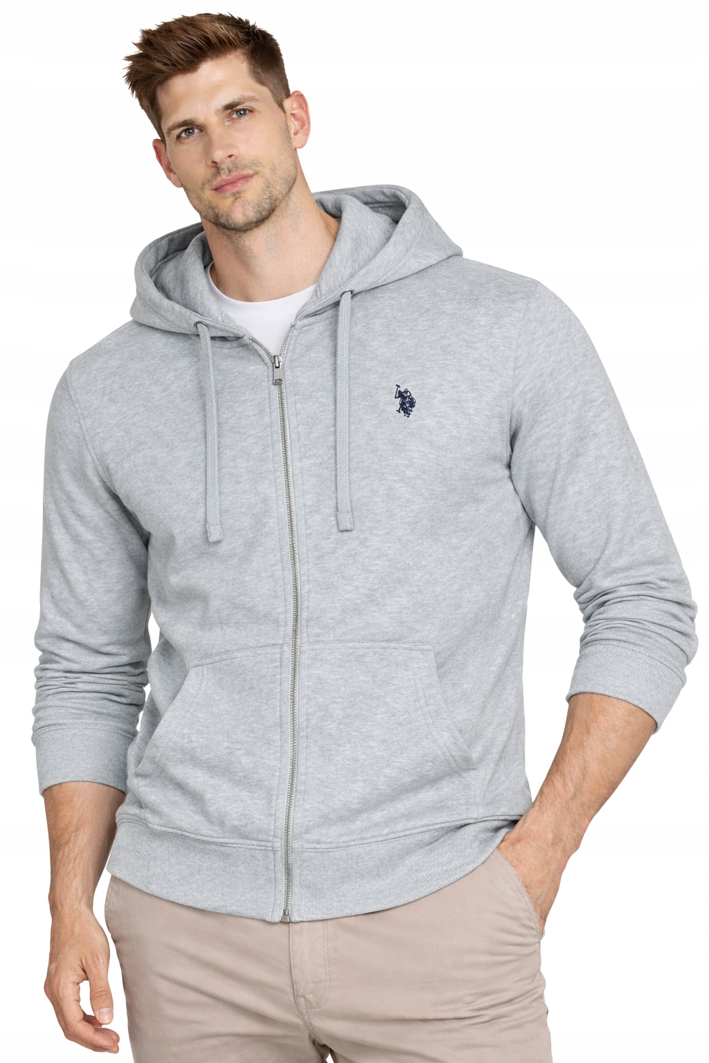 U.s. Polo Assn. Pánská Mikina MUP4413-Y3E šedá s kapucí, bavlněná