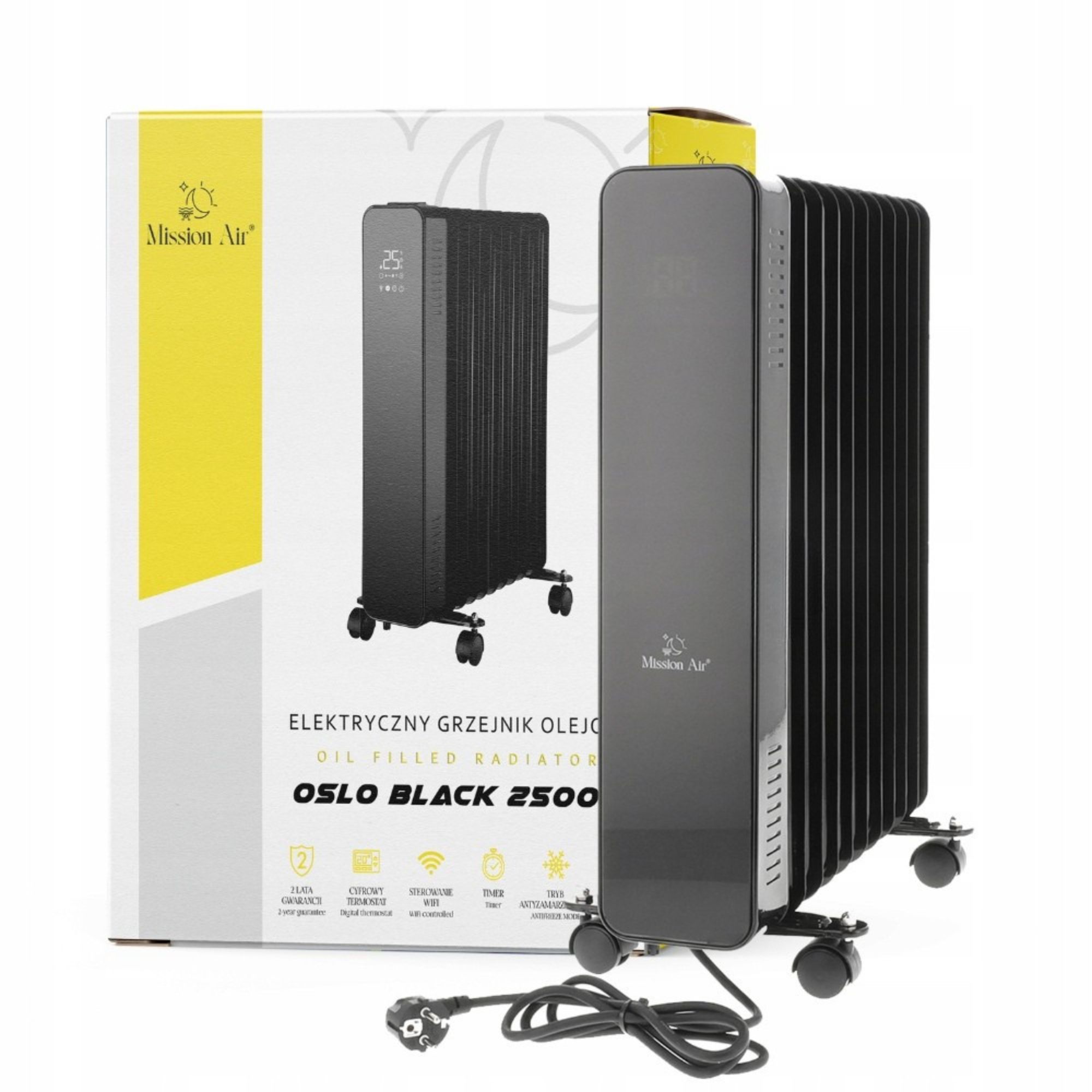 Elektrický olejový ohřívač Oslo Mission Air černý 2500 W černý Wifi Timer
