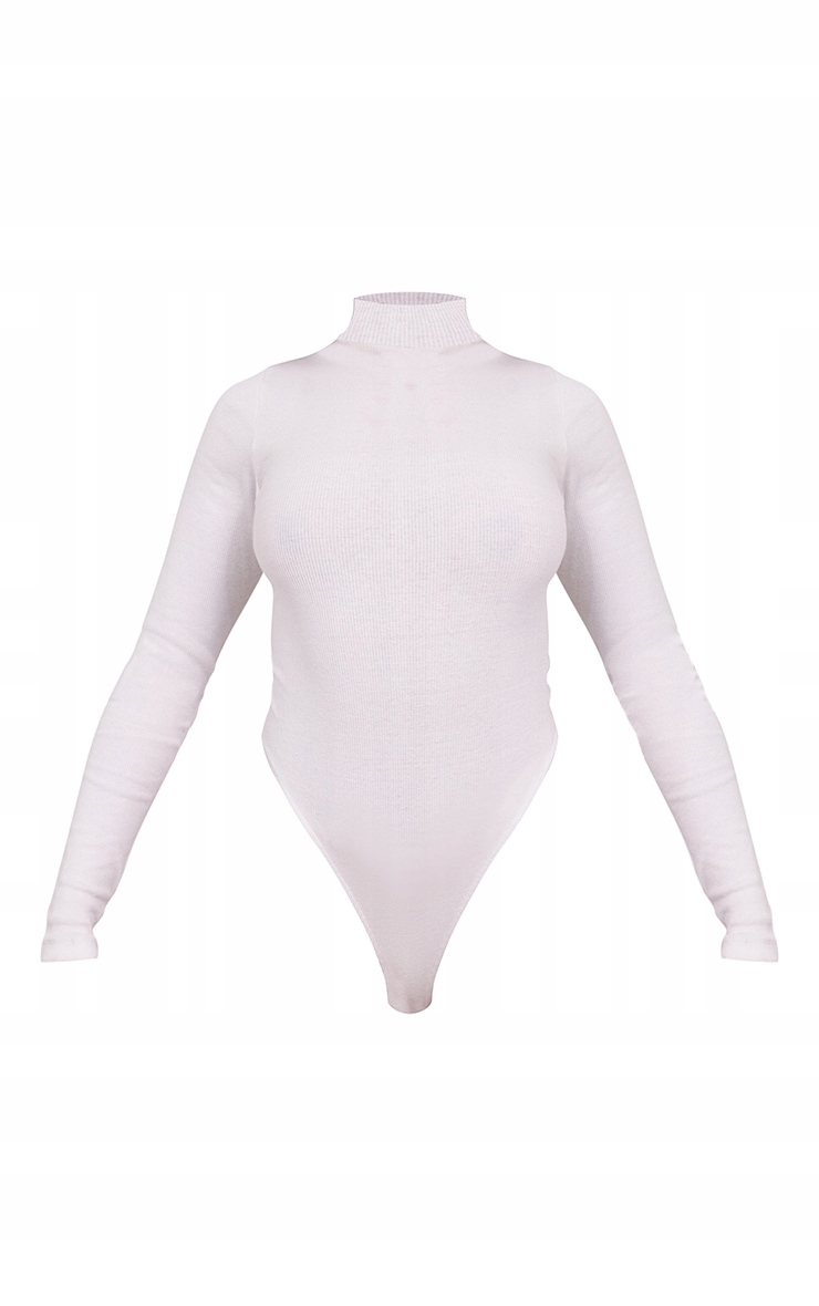 PRETTYLITTLETHING BIAŁE BODY Z DŁUGIM RĘKAWEM I GOLFEM R.XL F501113 Odcień perłowy