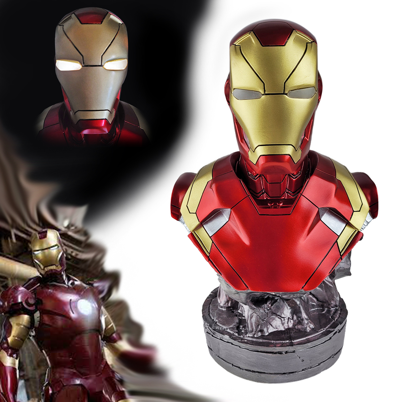 Detailní busta "I'M Iron Man" pryskyřice svítící oči Marvel