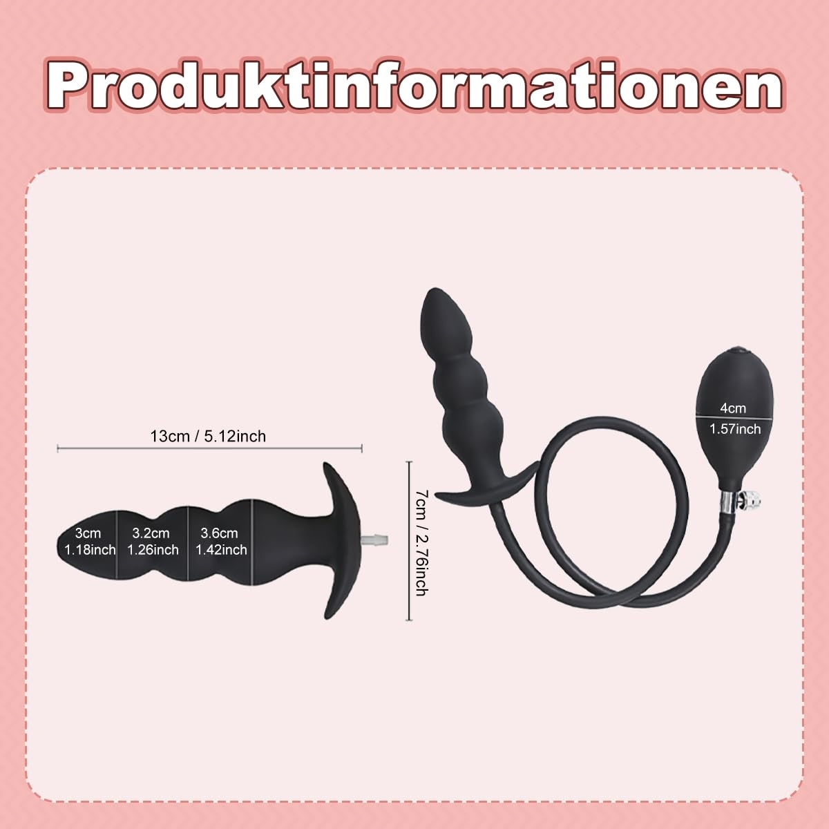 AUFBLASBAR Analny Korek Dmuchany Z Pompą Regulowany Dildo BDSM Zabawka — miniatura 8